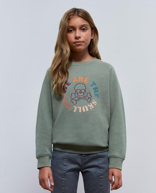Sweatshirt Infantil de Algodão e Gola Redonda