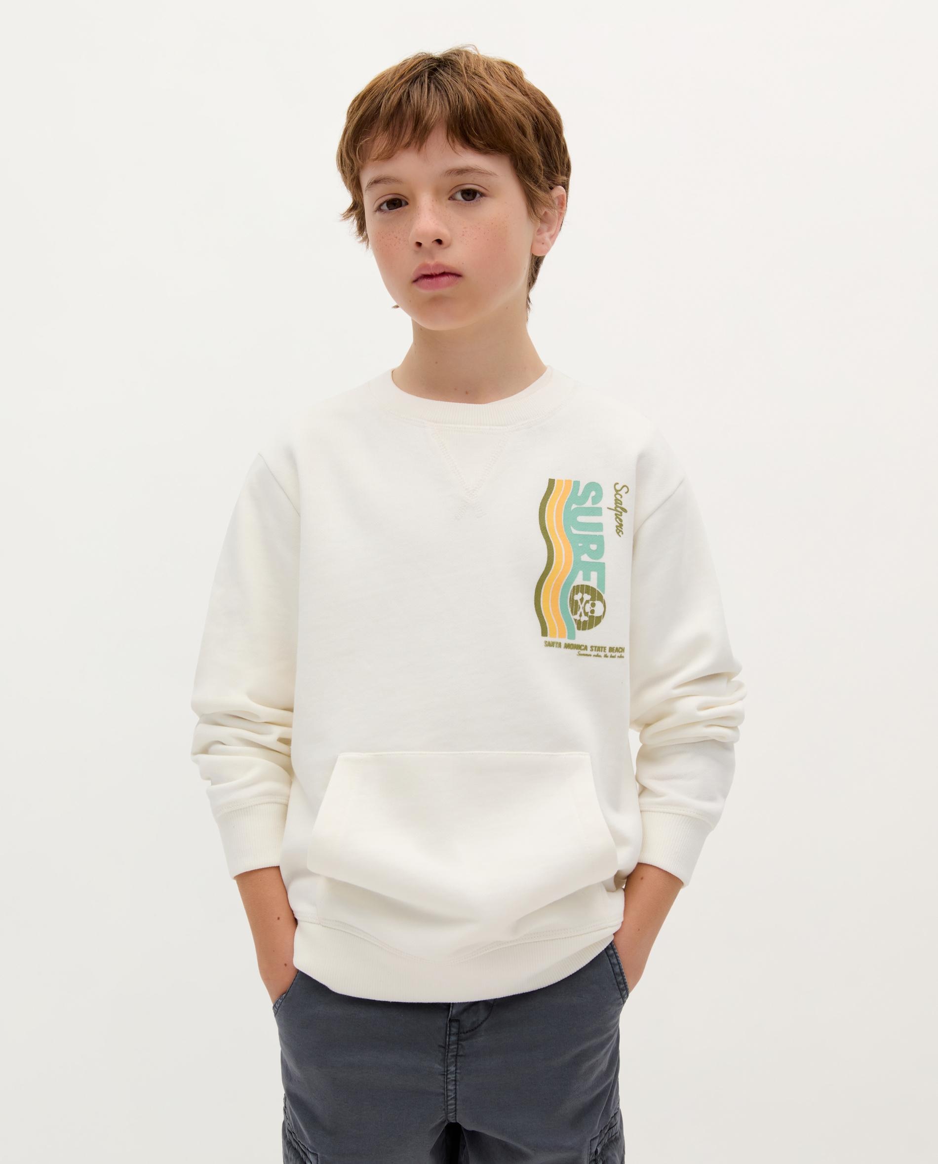 Sweatshirt Infantil de Algodão com Bolso Scalpers Branco-1
