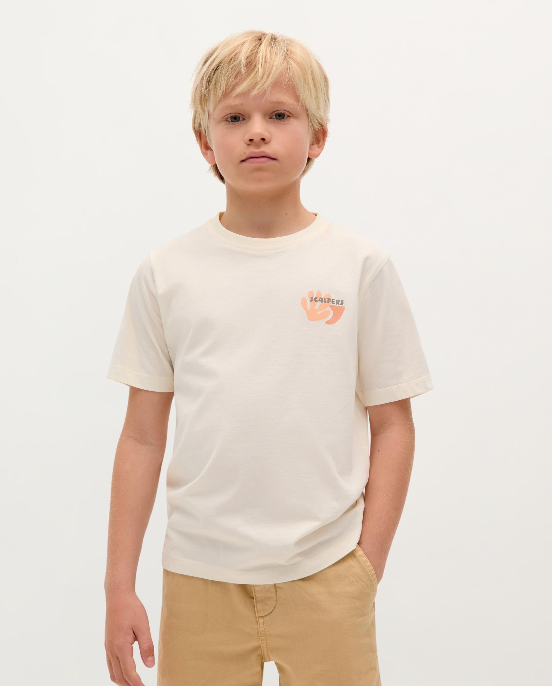 T-shirt Infantil em Algodão de Manga Curta Branco-1