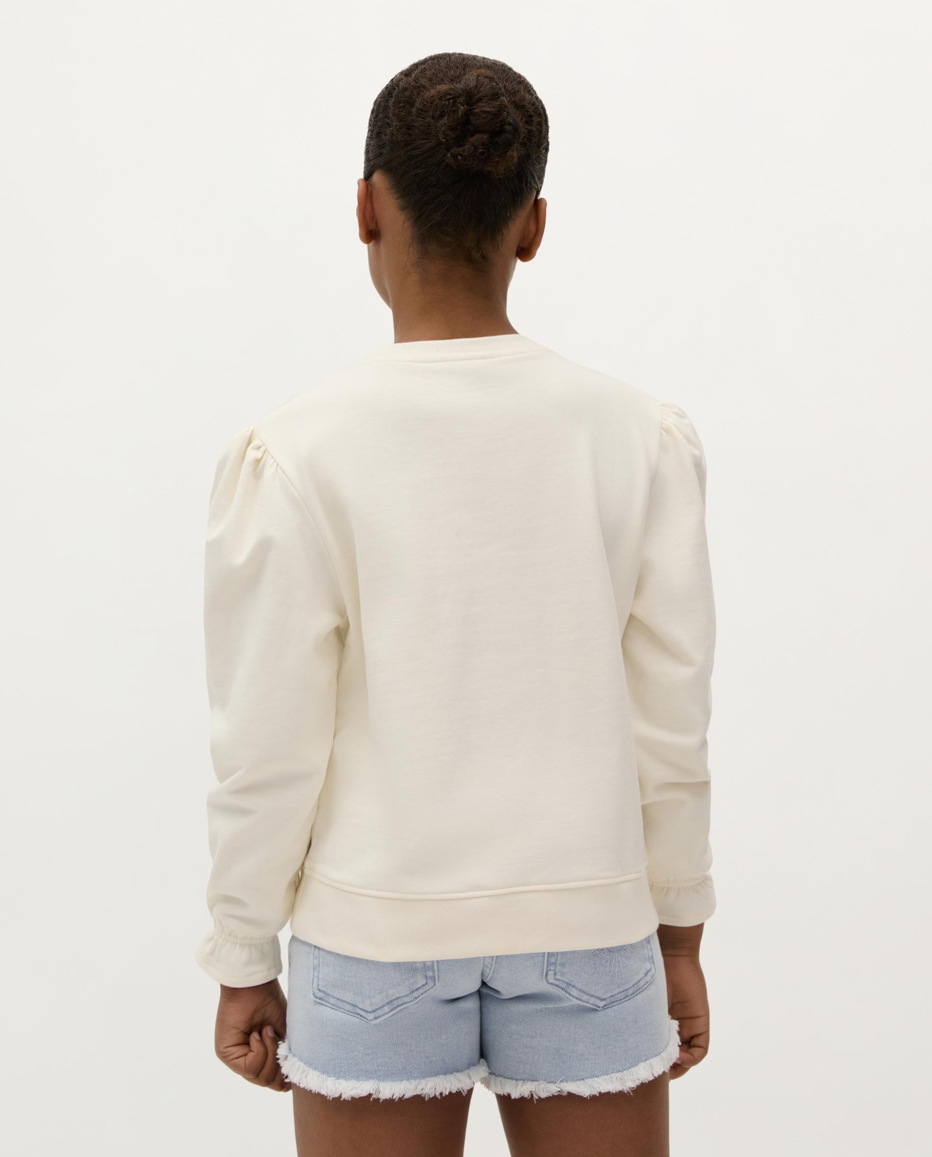 Sweatshirt Infantil de Algodão com Mangas Abalonadas Branco-2
