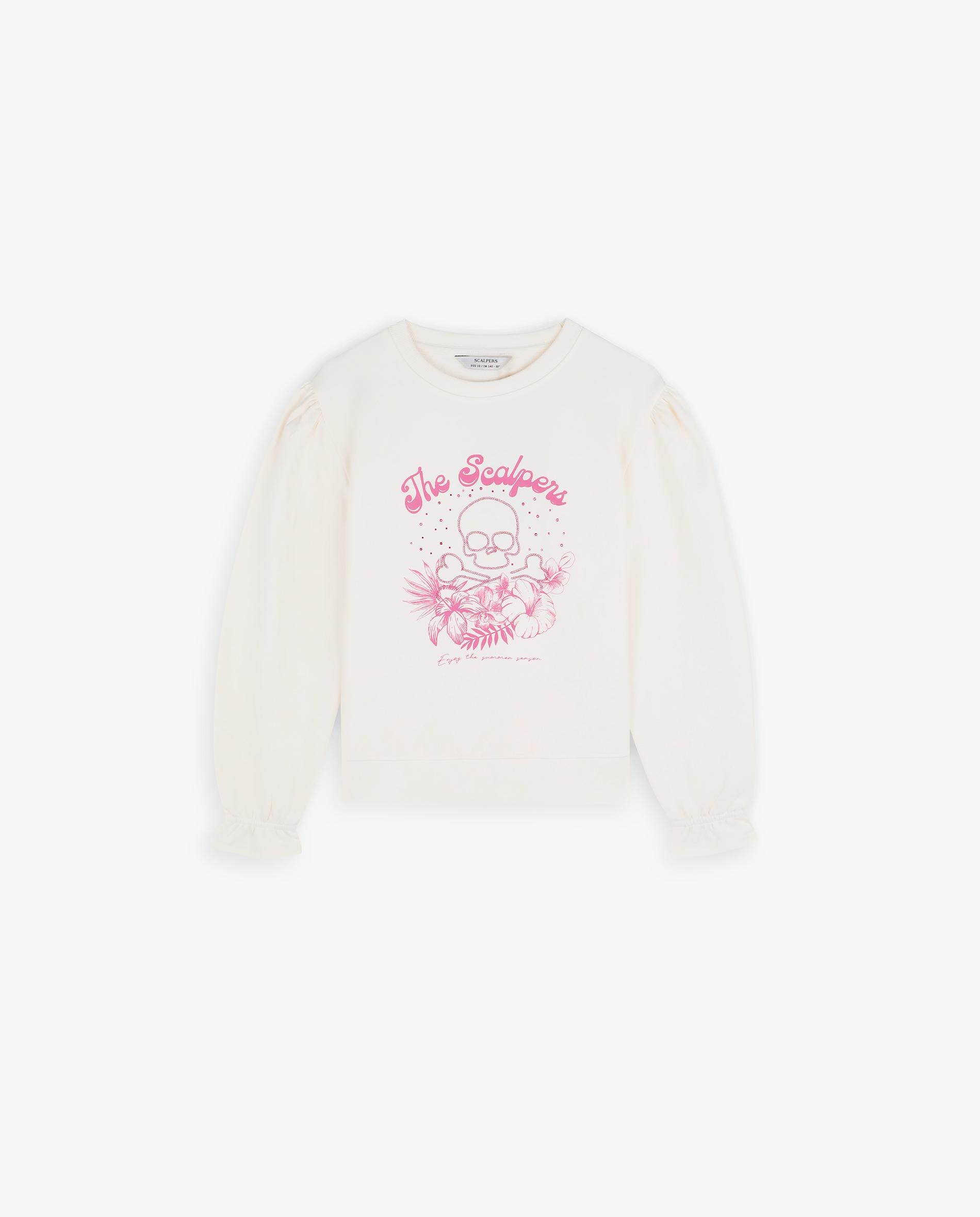 Sweatshirt Infantil de Algodão com Mangas Abalonadas Branco-4