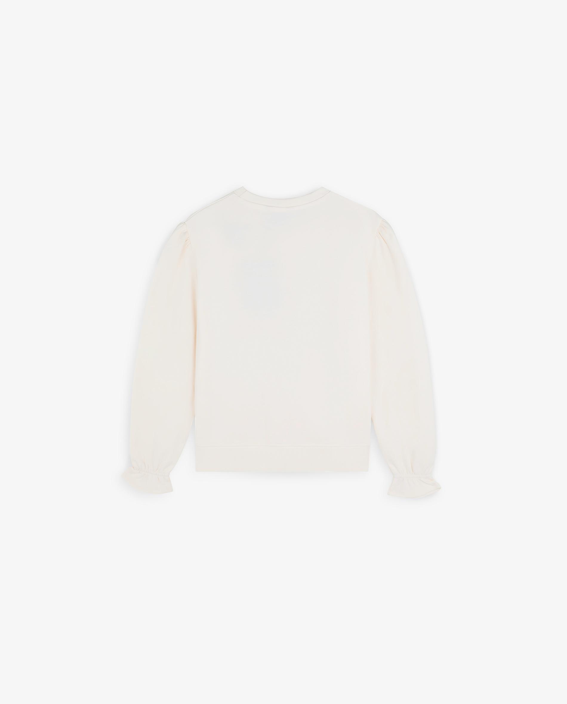 Sweatshirt Infantil de Algodão com Mangas Abalonadas Branco-5