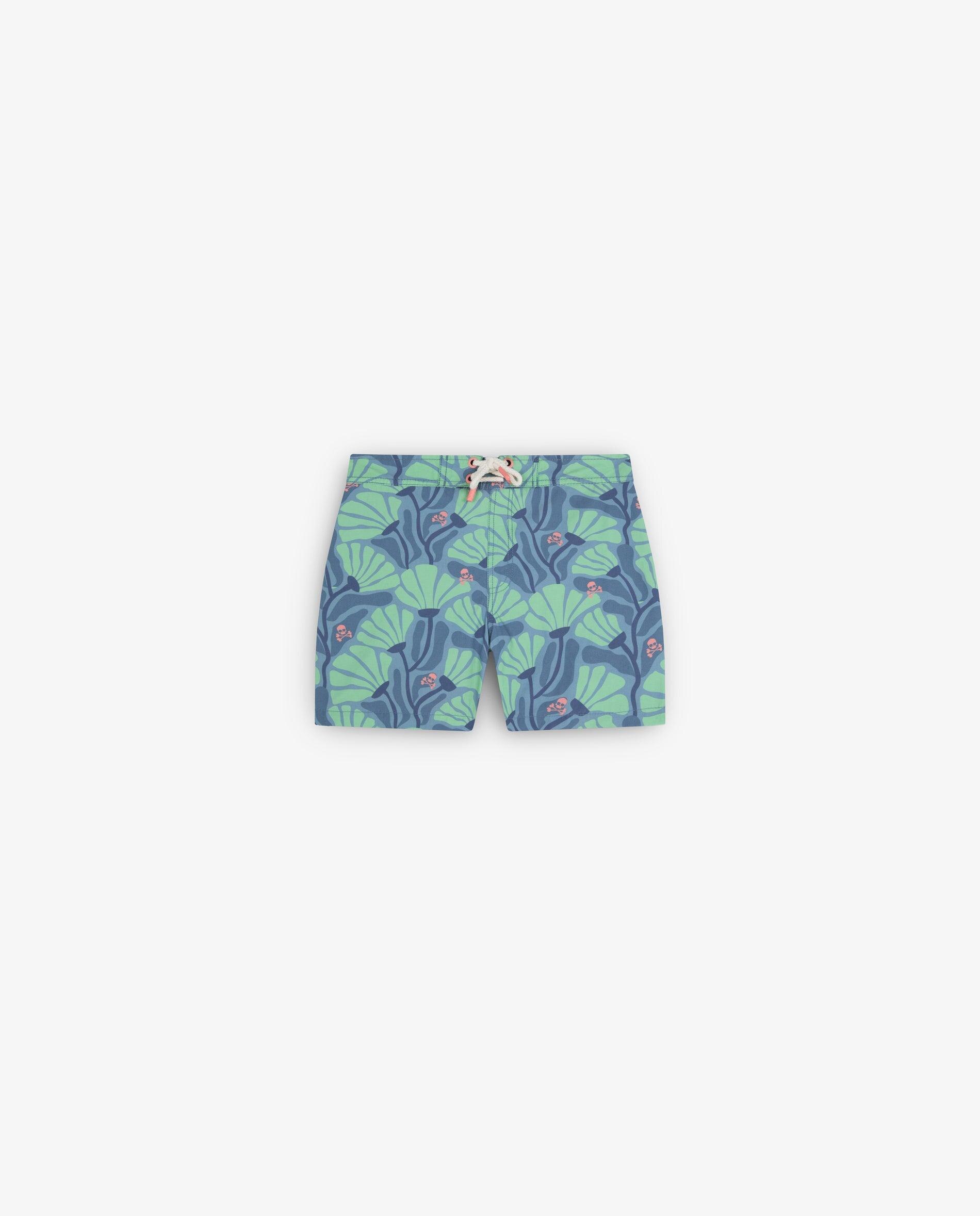 Fato de Banho Infantil com Fecho Ajustável e Estampado Floral Azul-1