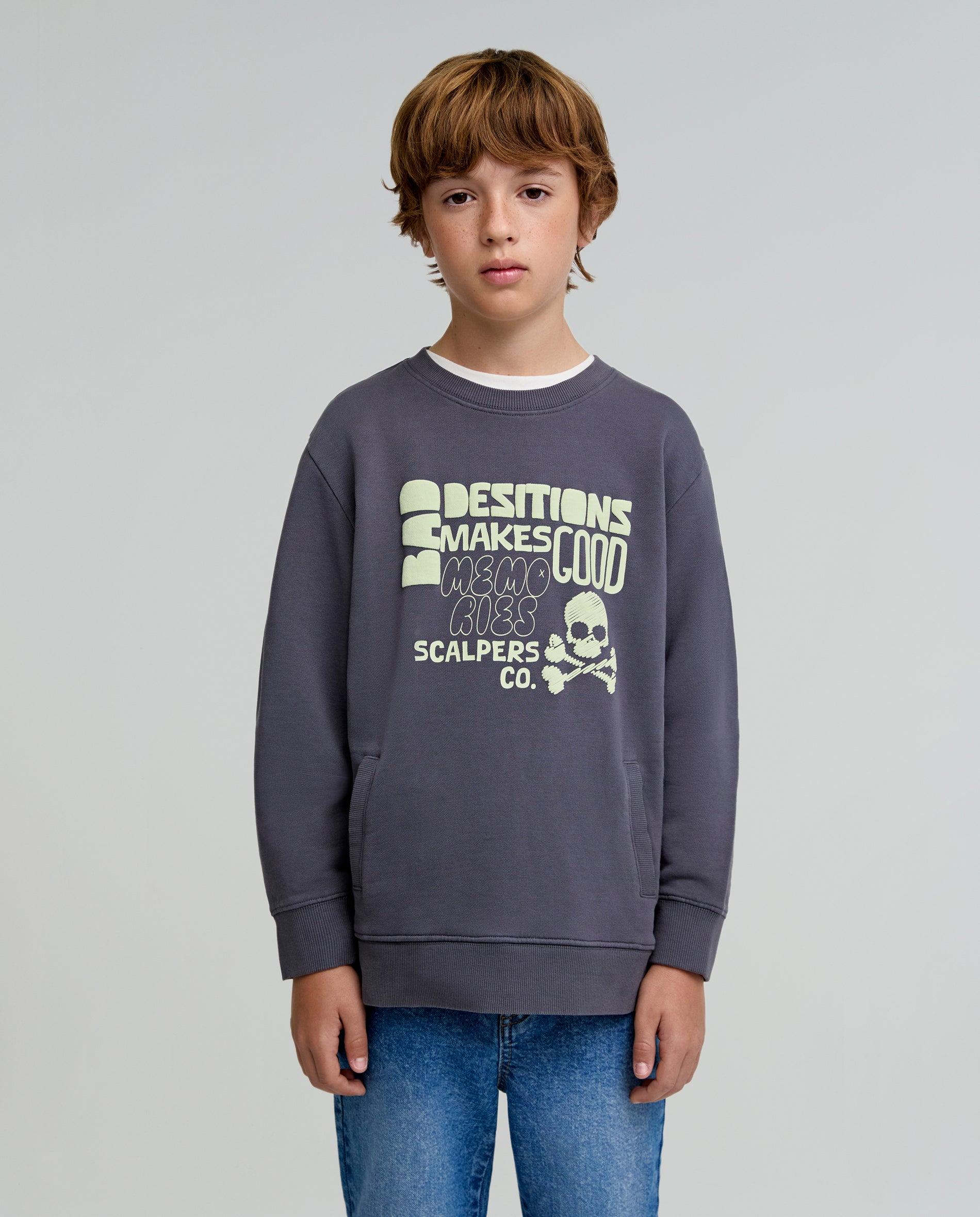 Sweatshirt de Algodão com Ajuste Regular Fit para Criança Azul-marinho-1