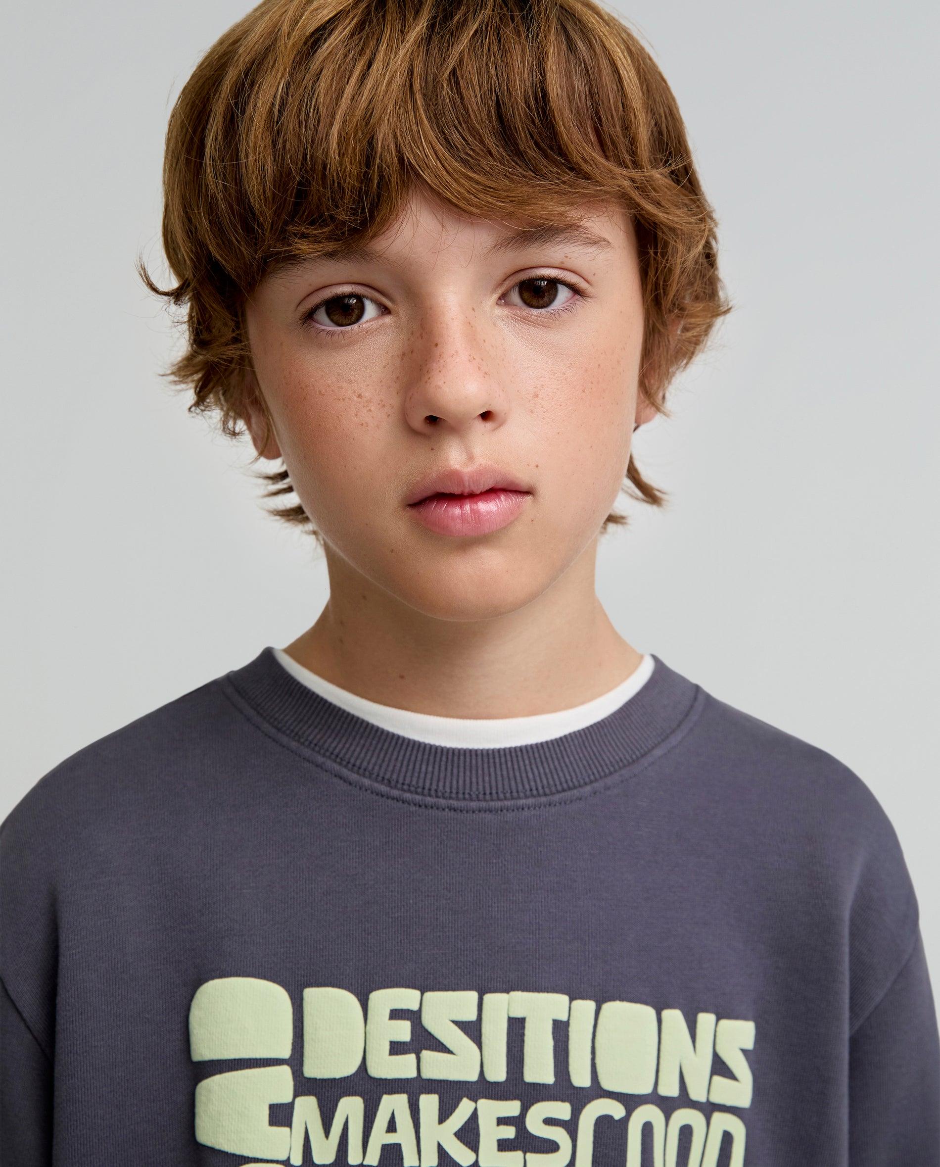 Sweatshirt de Algodão com Ajuste Regular Fit para Criança Azul-marinho-3