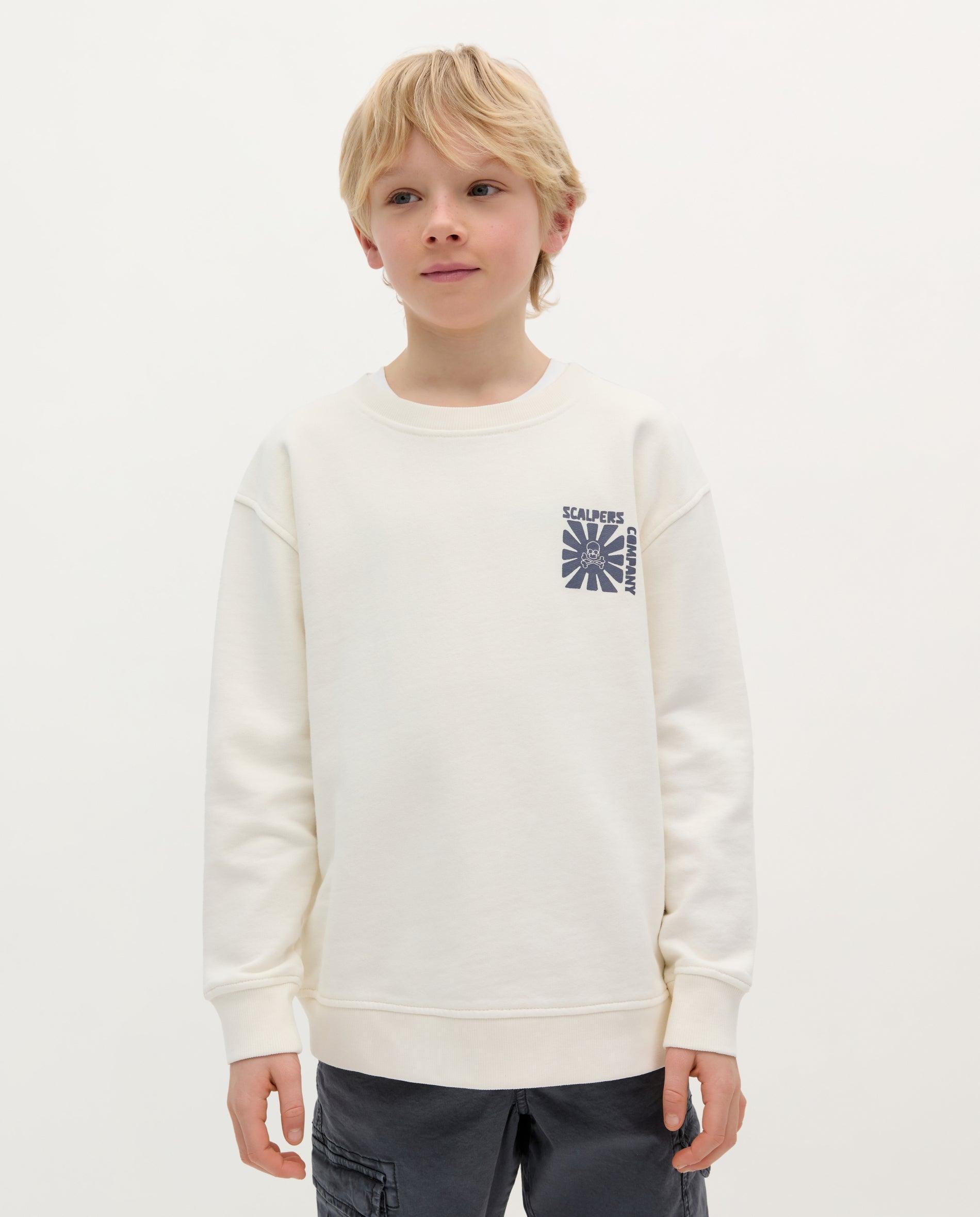 Sweatshirt Infantil de Algodão com Estampados Scalpers Branco-1
