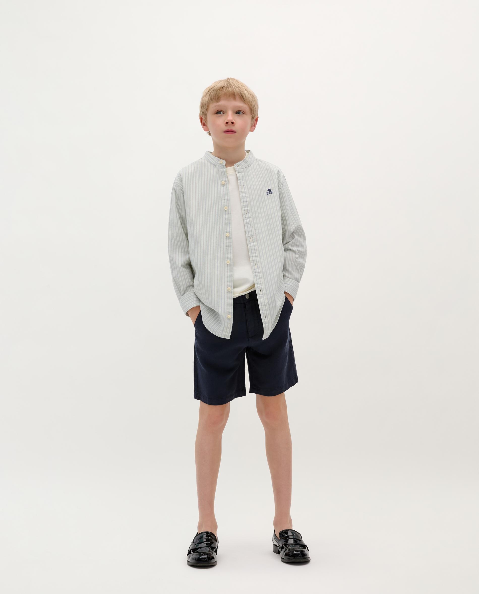 Bermudas Infantil com Fecho Zip e Botão Scalpers Azul-marinho-1