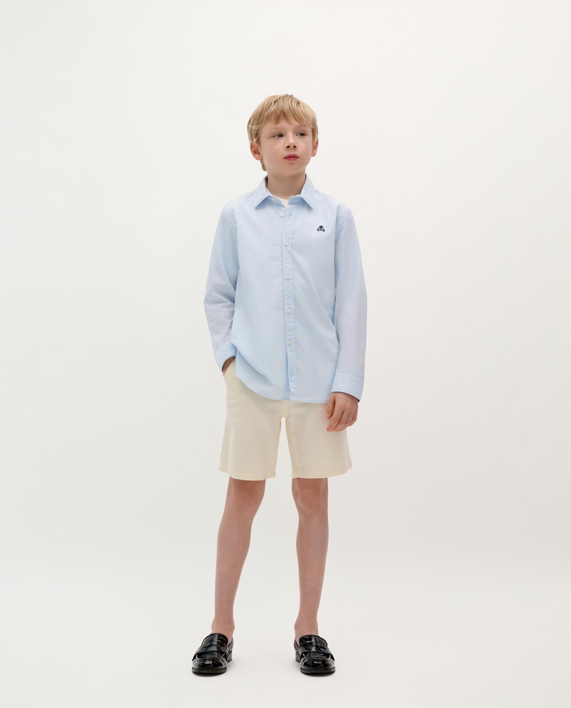 Bermudas Infantil com Fecho Zip e Botão Bege-1