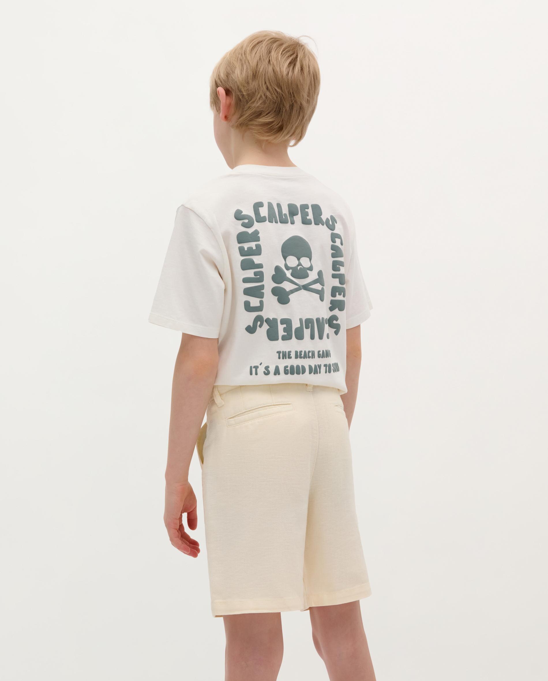 Bermudas Infantil com Fecho Zip e Botão Bege-2