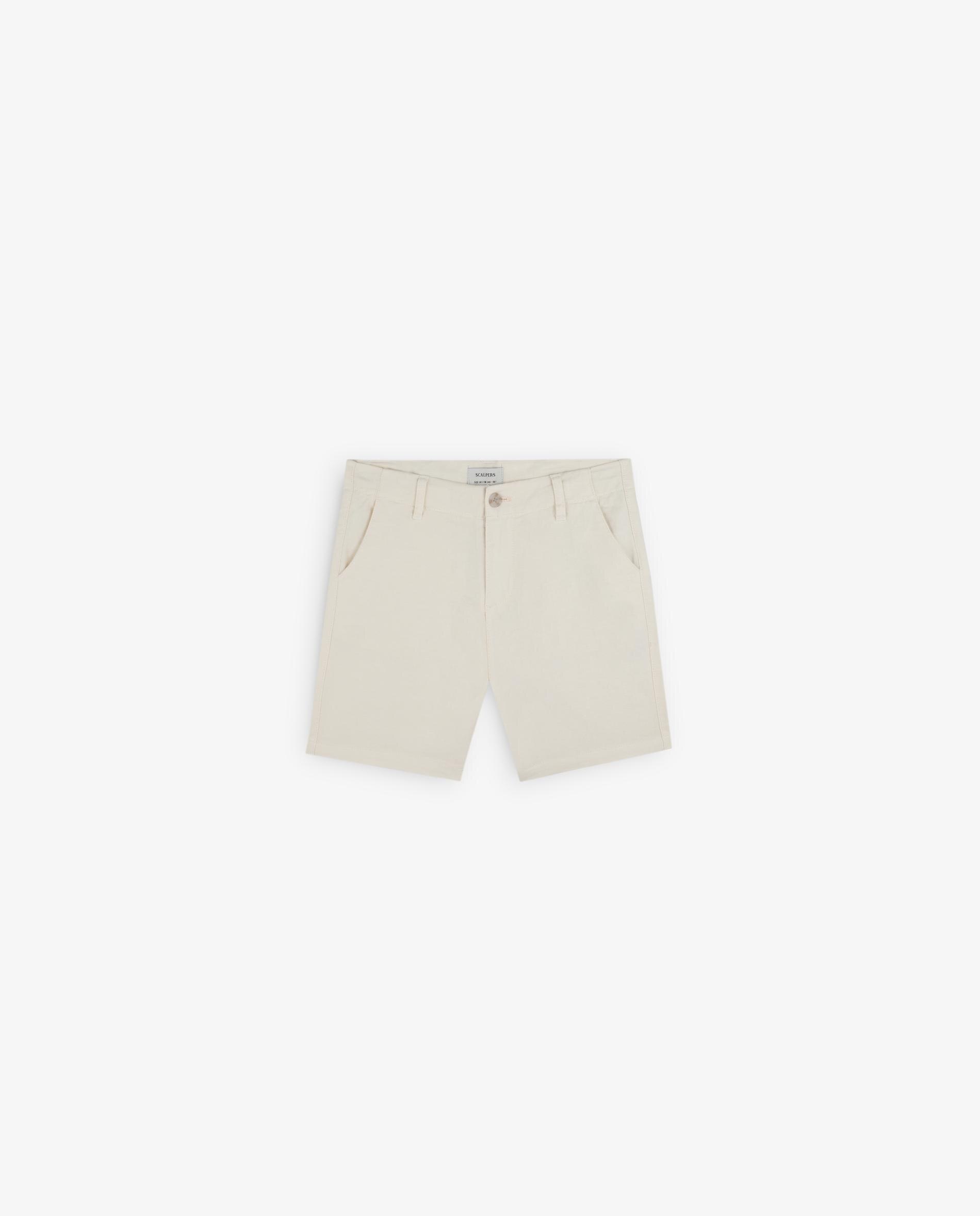 Bermudas Infantil com Fecho Zip e Botão Bege-4