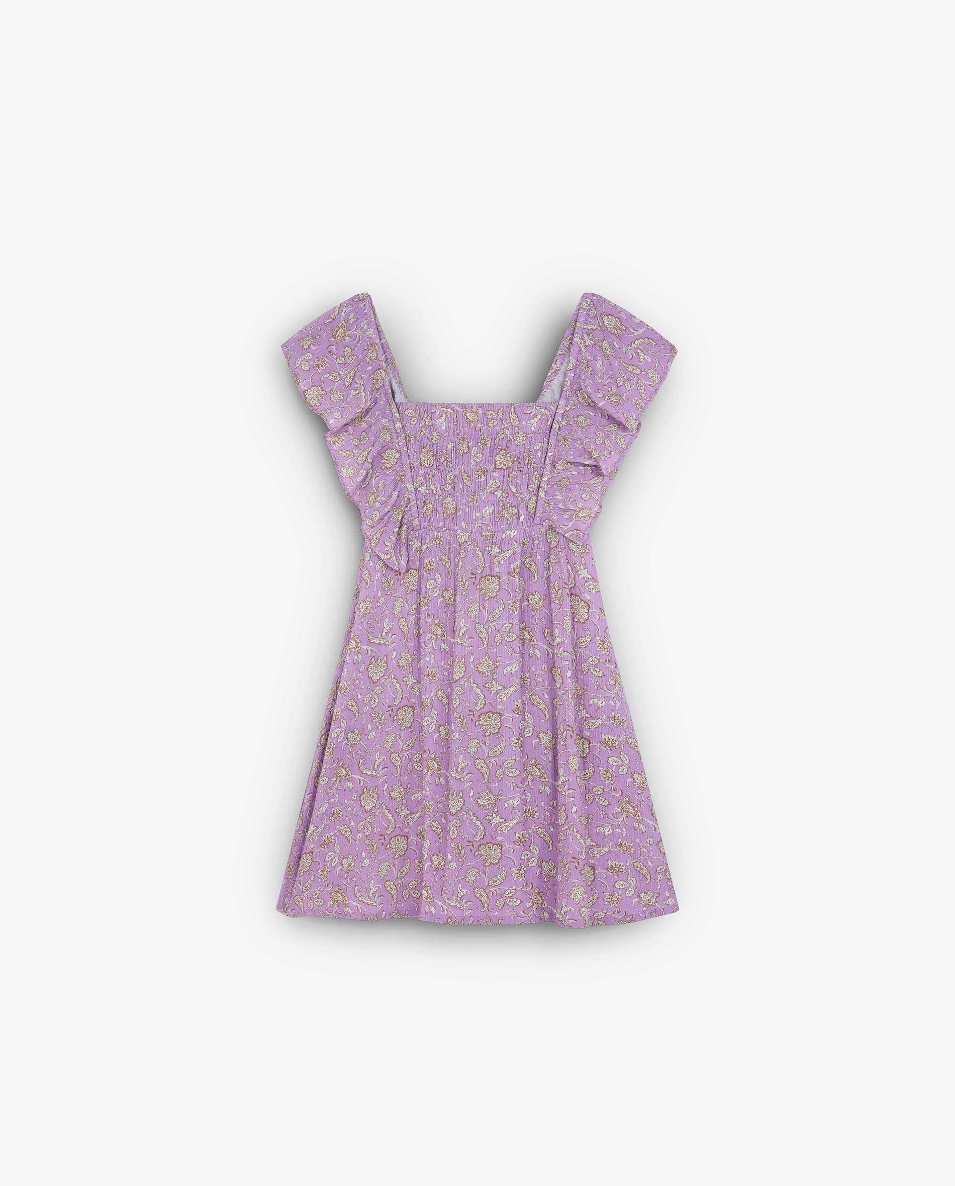 Vestido com Folhos e Estampado Floral Scalpers Lilás-4