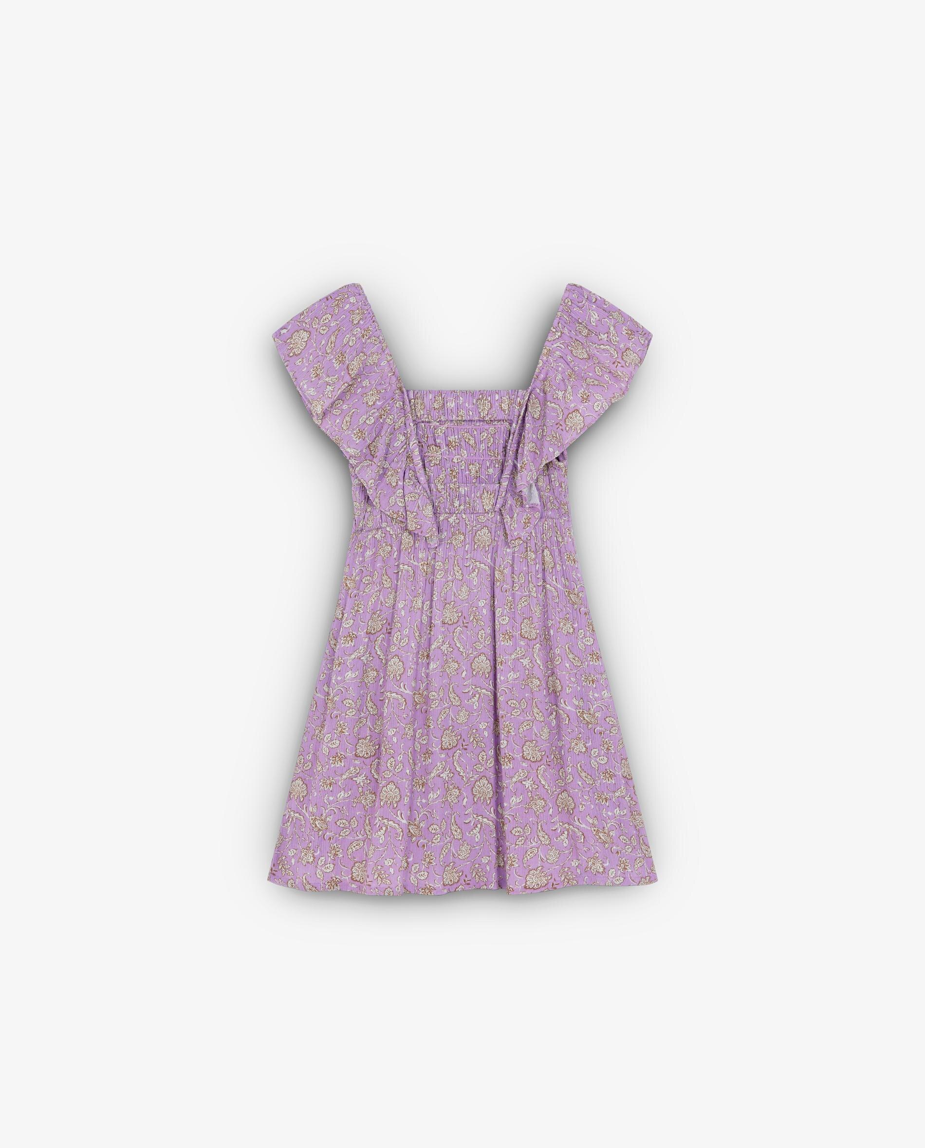 Vestido com Folhos e Estampado Floral Scalpers Lilás-5