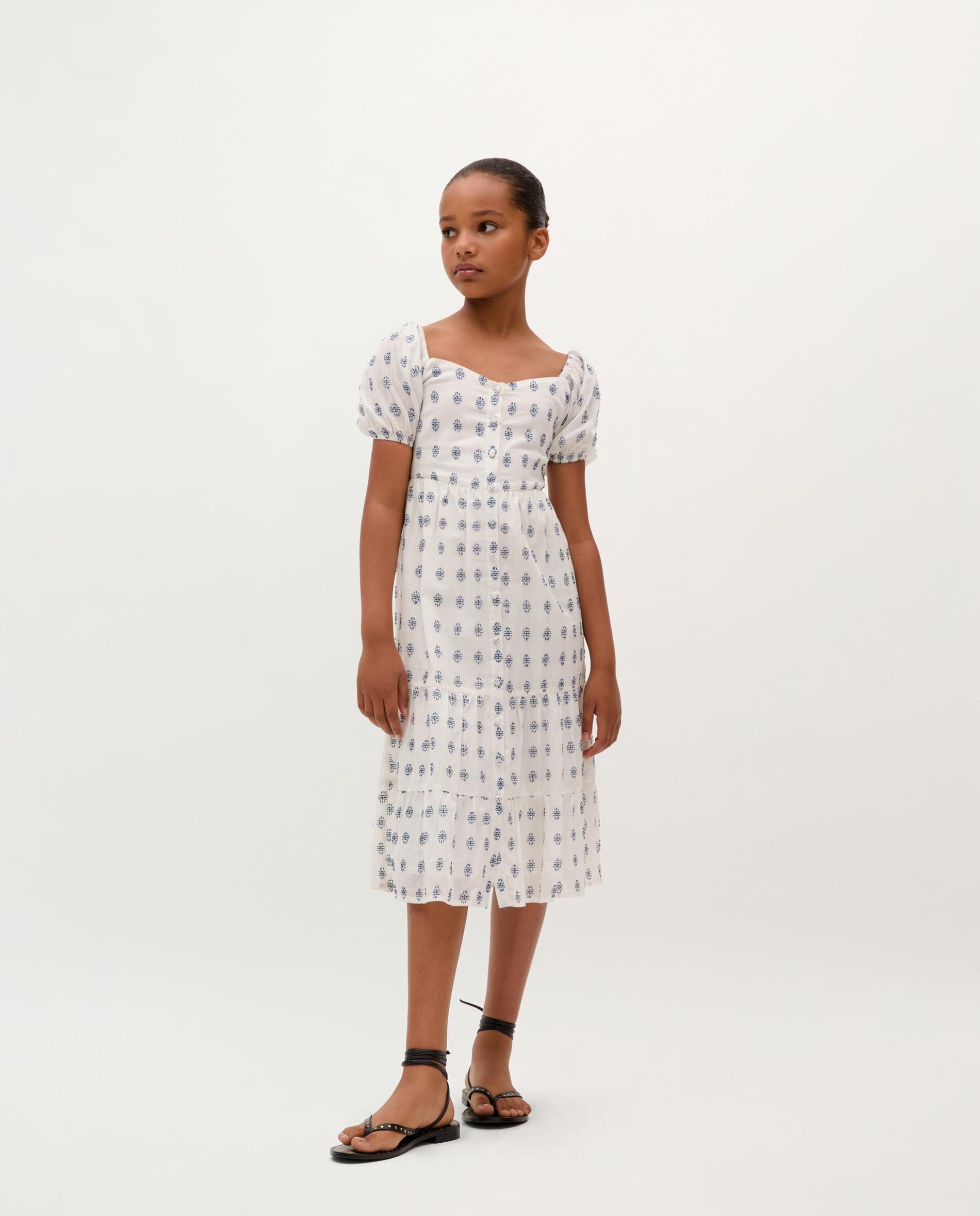 Vestido de Algodão com Mangas Abalonadas Scalpers Branco-1