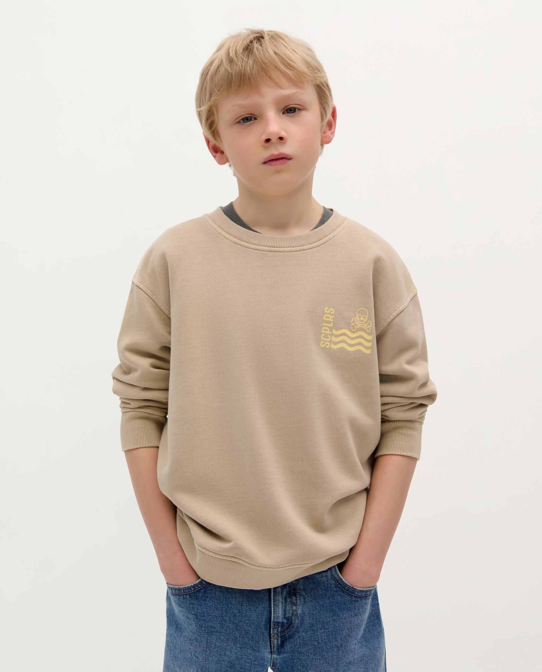 Sweatshirt Infantil de Algodão com Estampados Scalpers Taupe-1