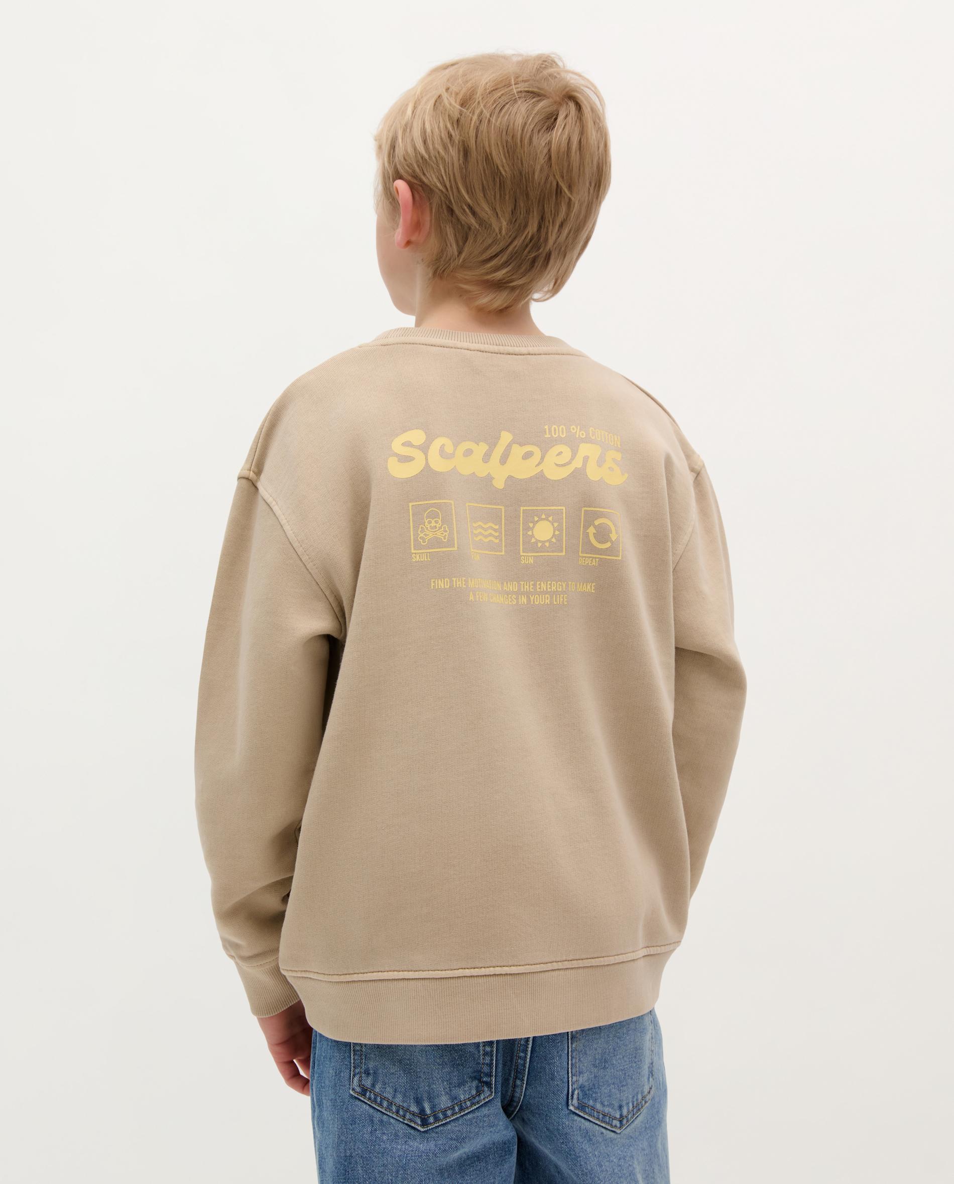 Sweatshirt Infantil de Algodão com Estampados Scalpers Taupe-2