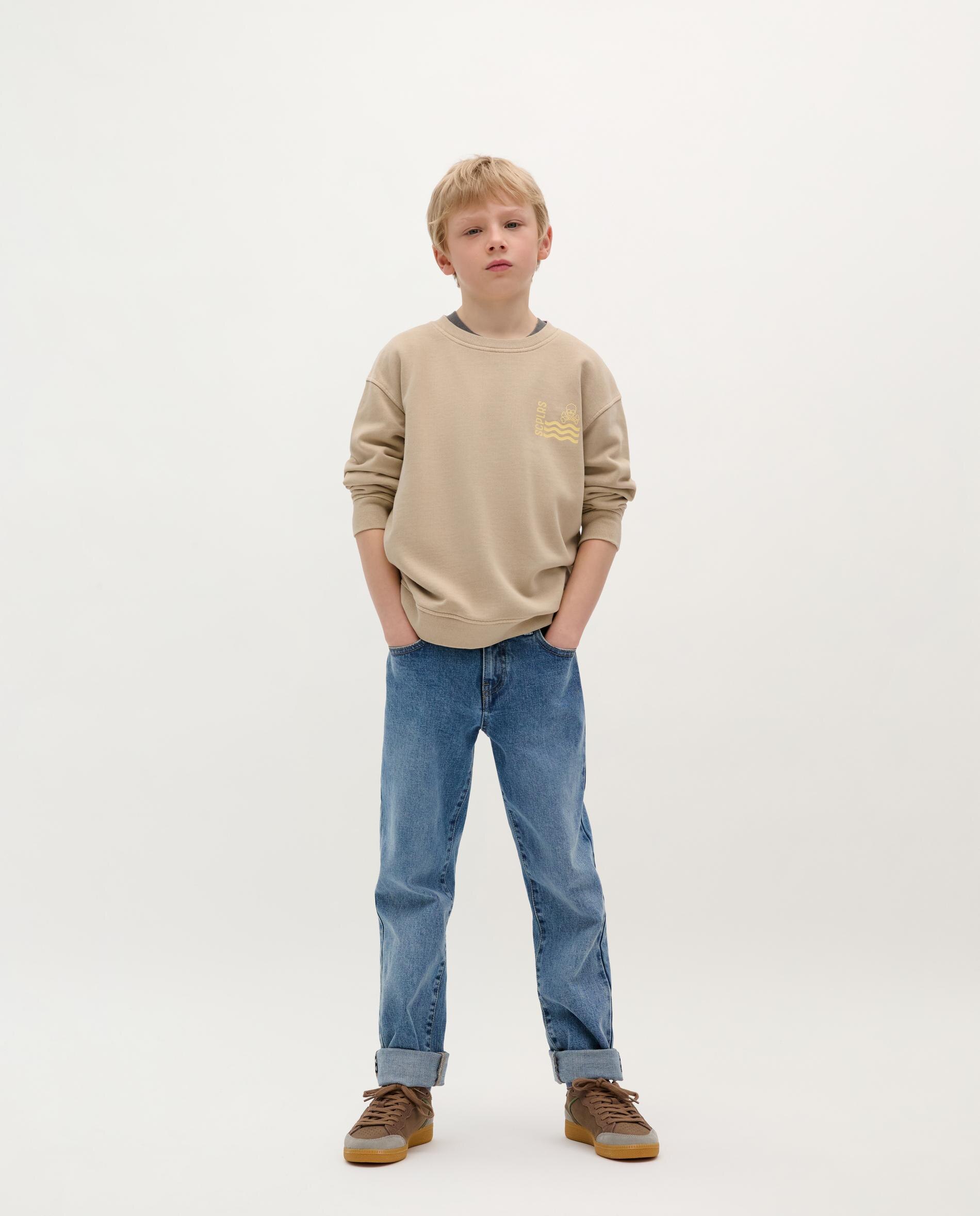Sweatshirt Infantil de Algodão com Estampados Scalpers Taupe-3