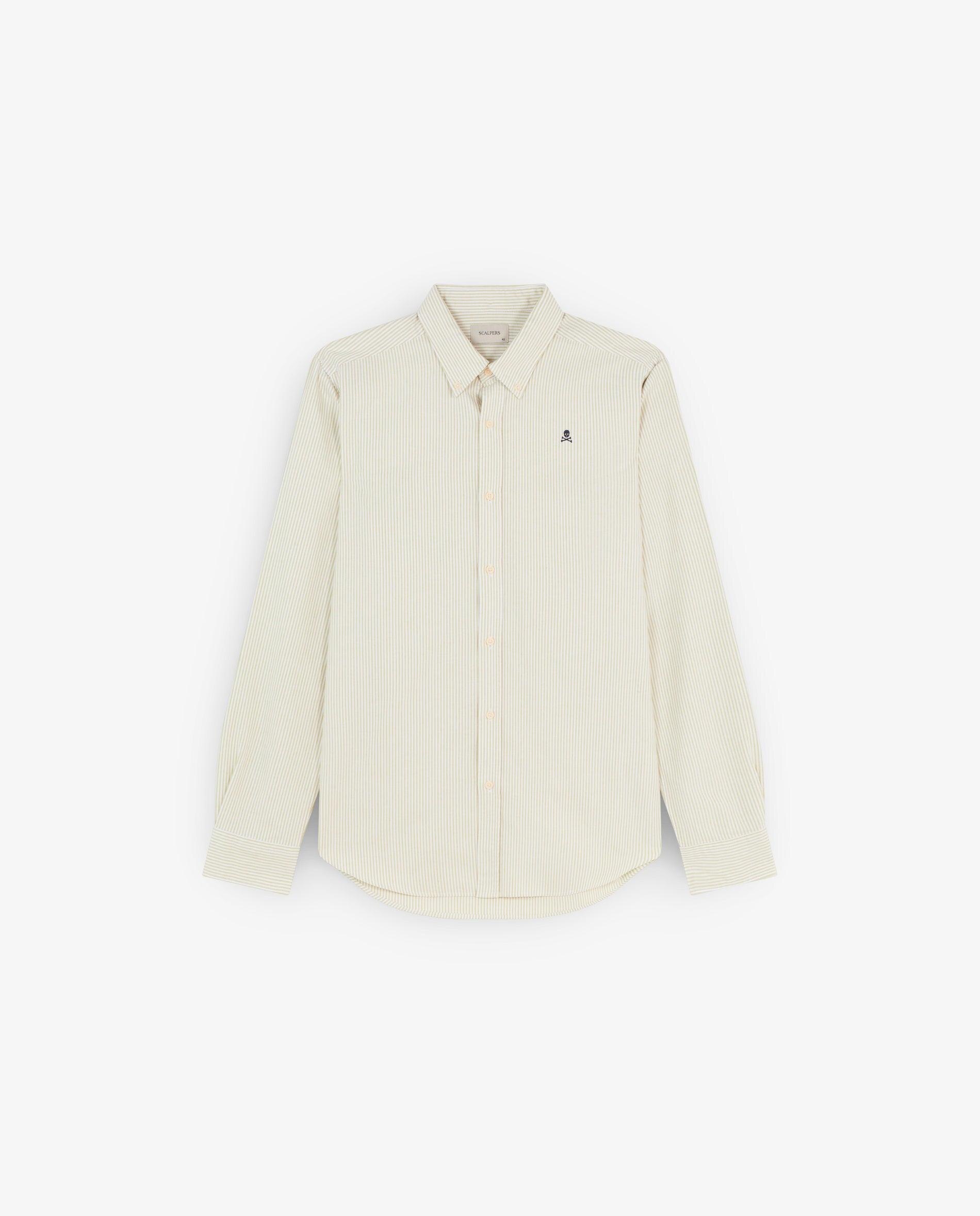 Camisa em Algodão às Riscas Amarelo-4
