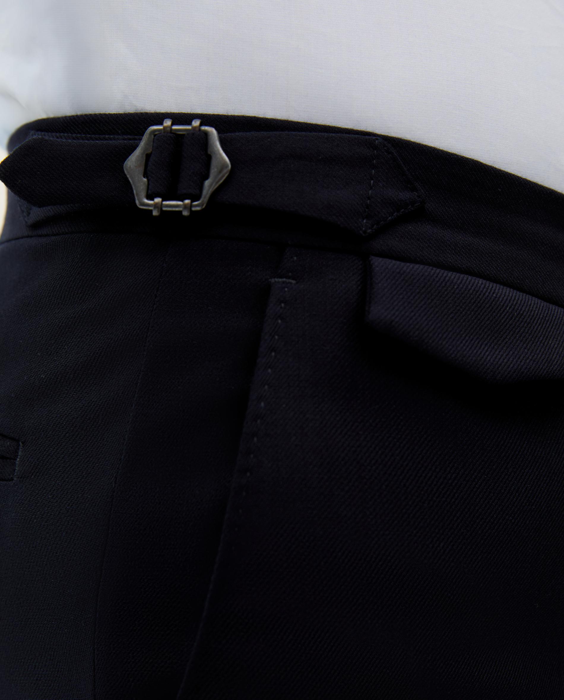 Calças de Fato com Corte a Direito e Fecho Zip e Botão Navy-4