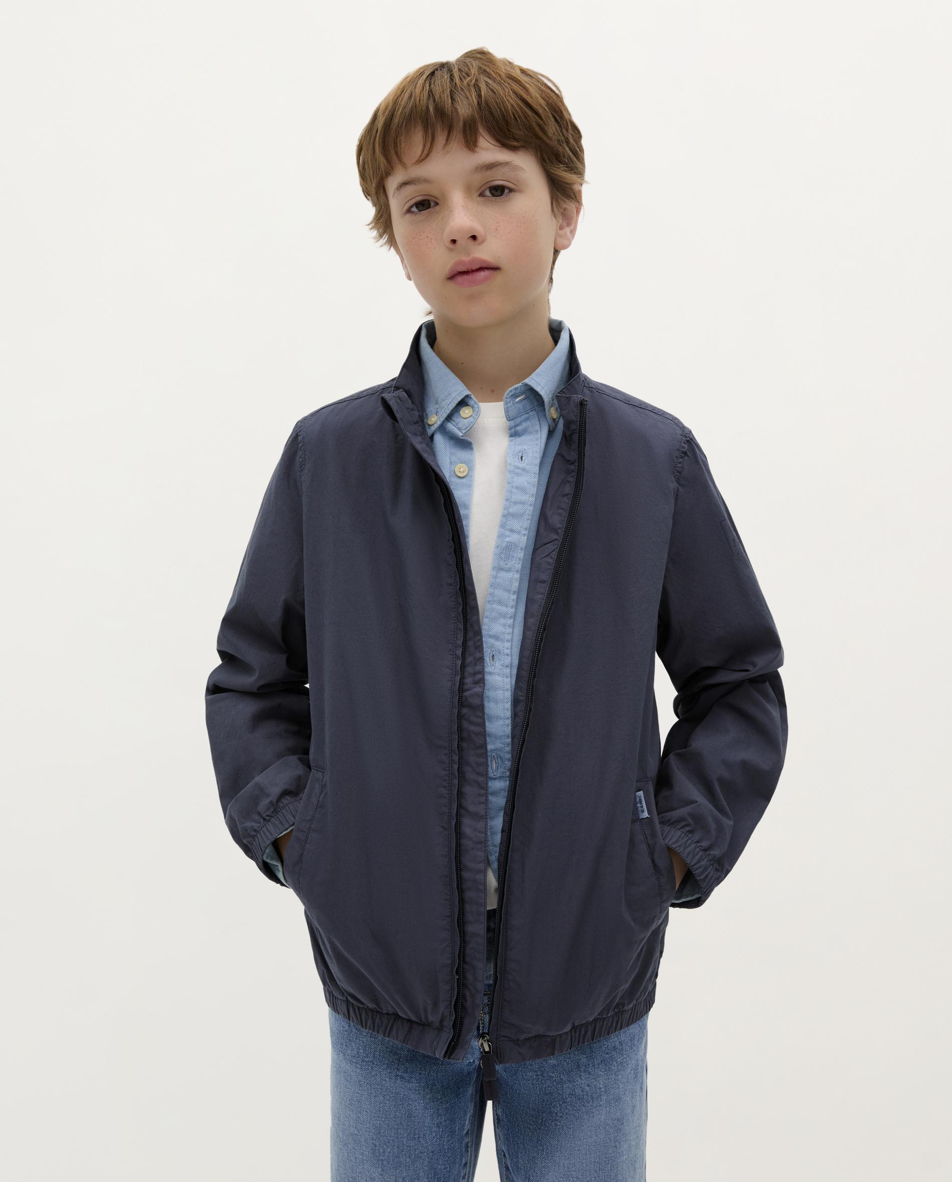 Casaco Infantil de Algodão com Punhos Elásticos Azul-marinho-1