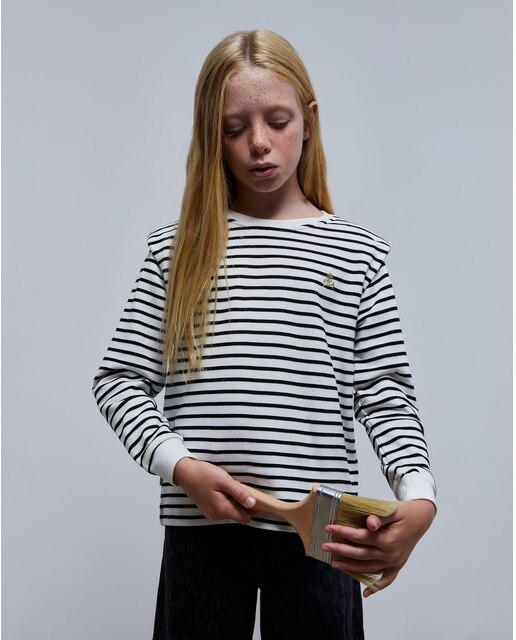 Sweatshirt Infantil às Riscas com Gola Redonda