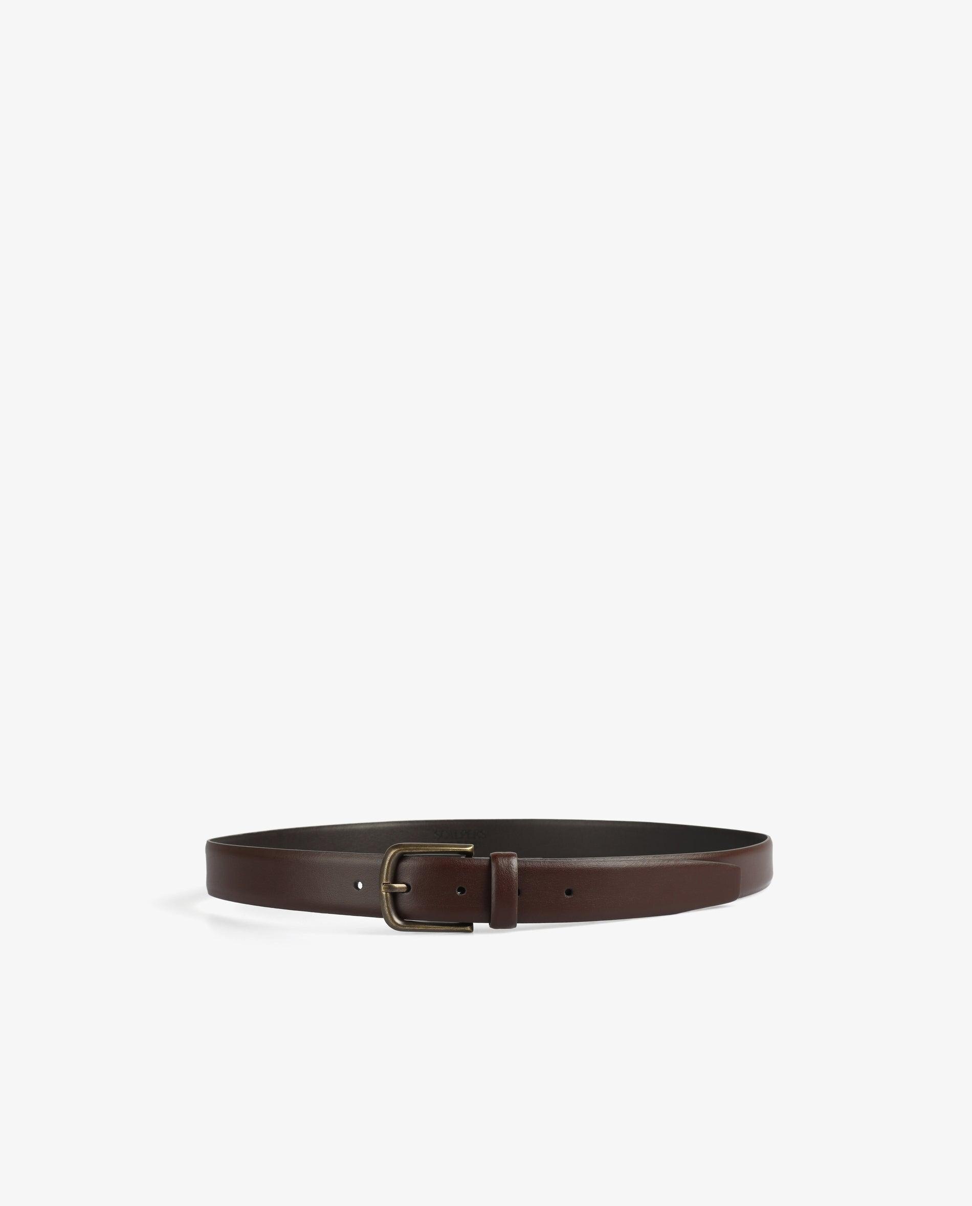 Cinto de Pele com Fivela Metálica Castanho-2