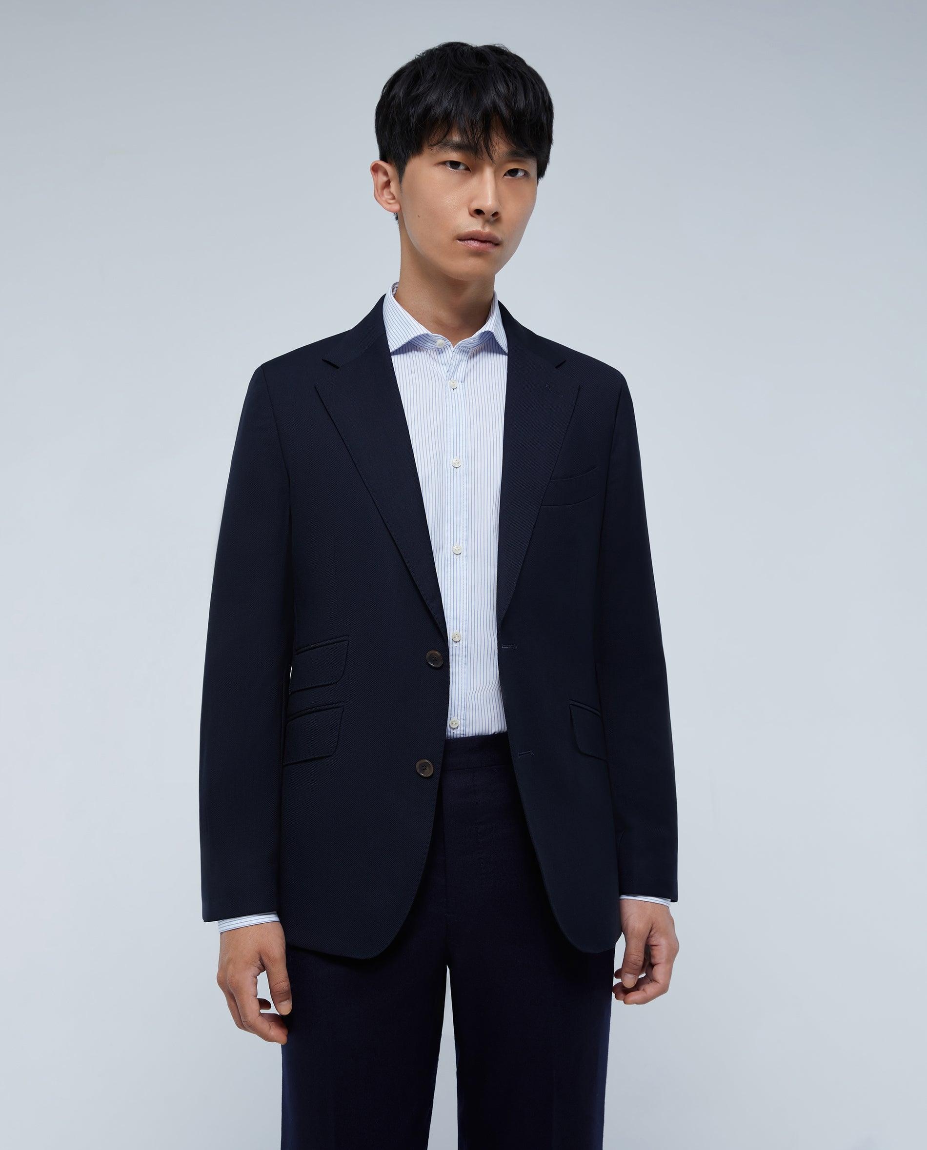 Blazer em Lã 100% com Fecho de Botões Navy-1