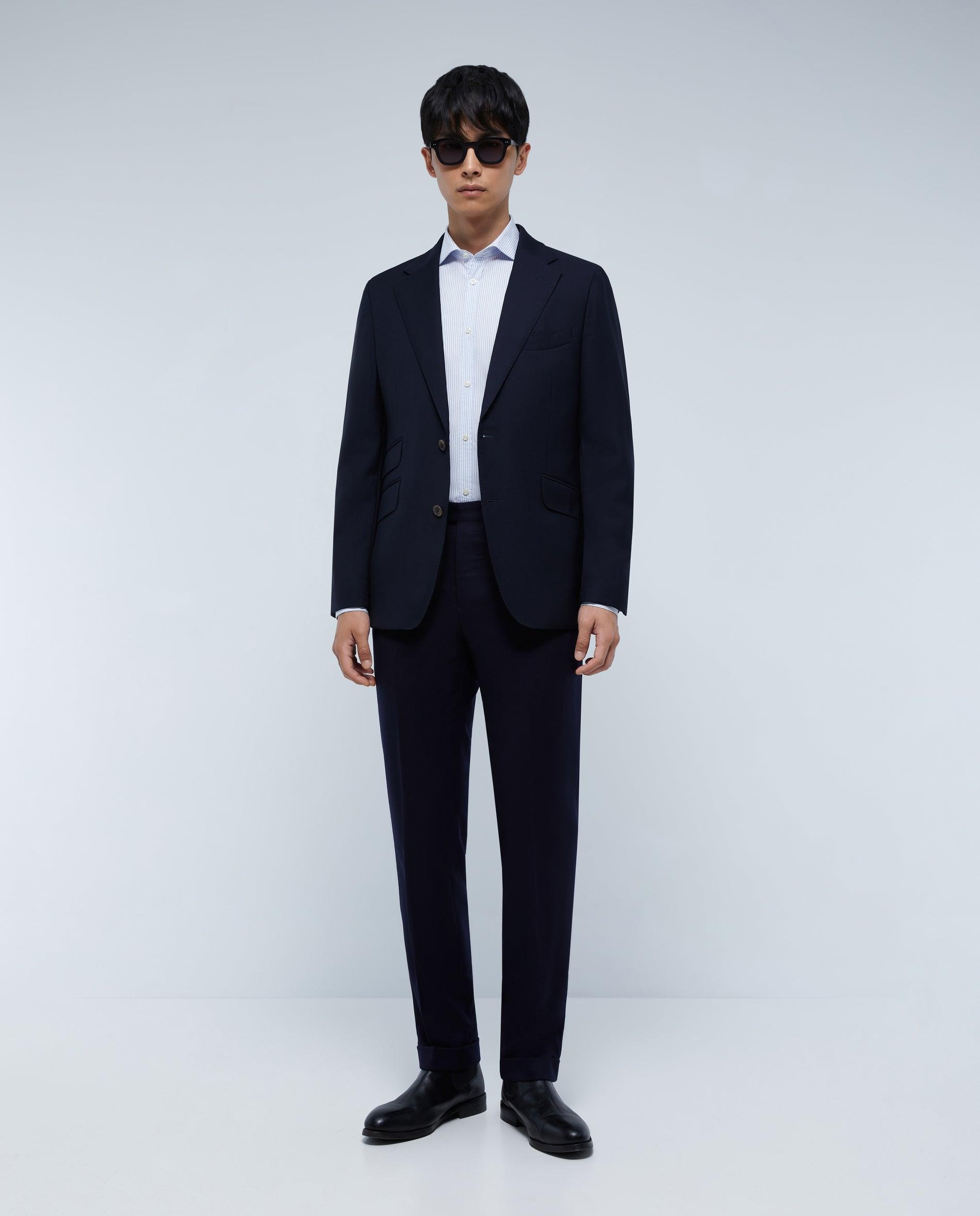 Blazer em Lã 100% com Fecho de Botões Navy-3