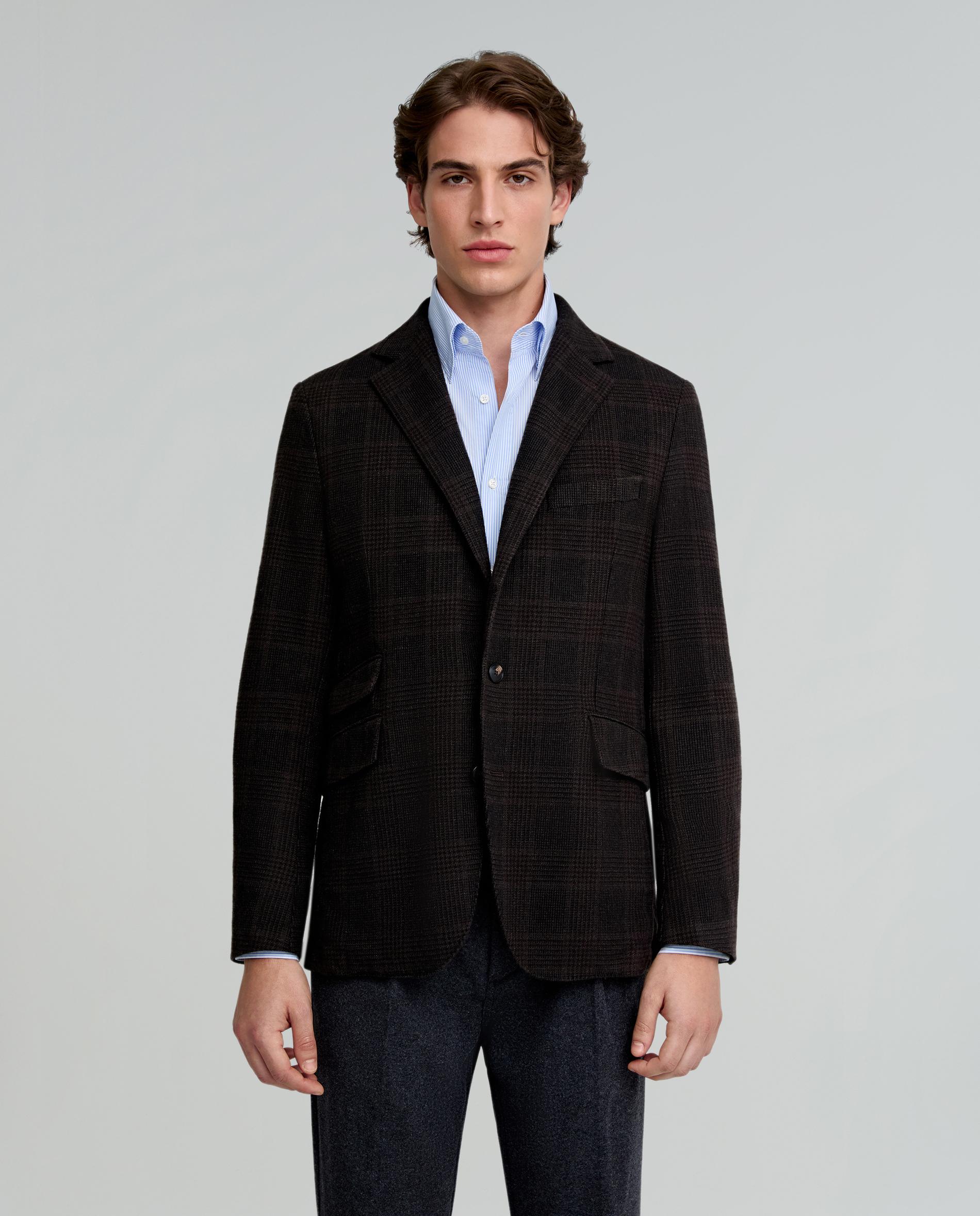 Blazer Aos Quadrados Regular Fit Castanho-1