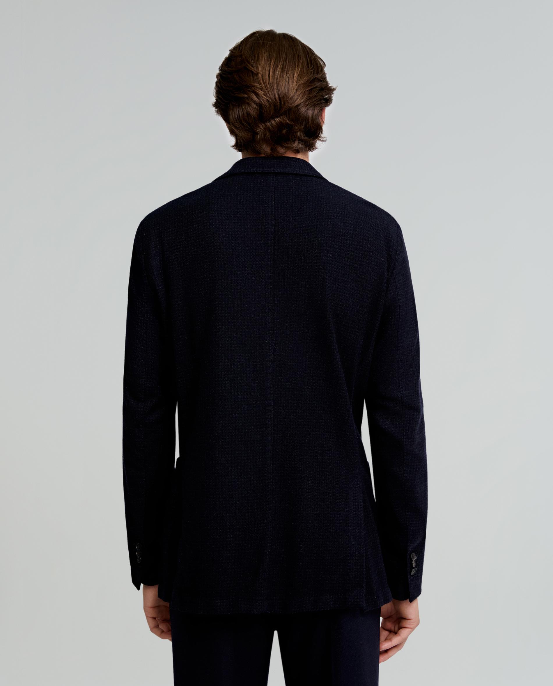 Blazer Regular Fit com Microestampado Aos Quadrados Azul-marinho-2