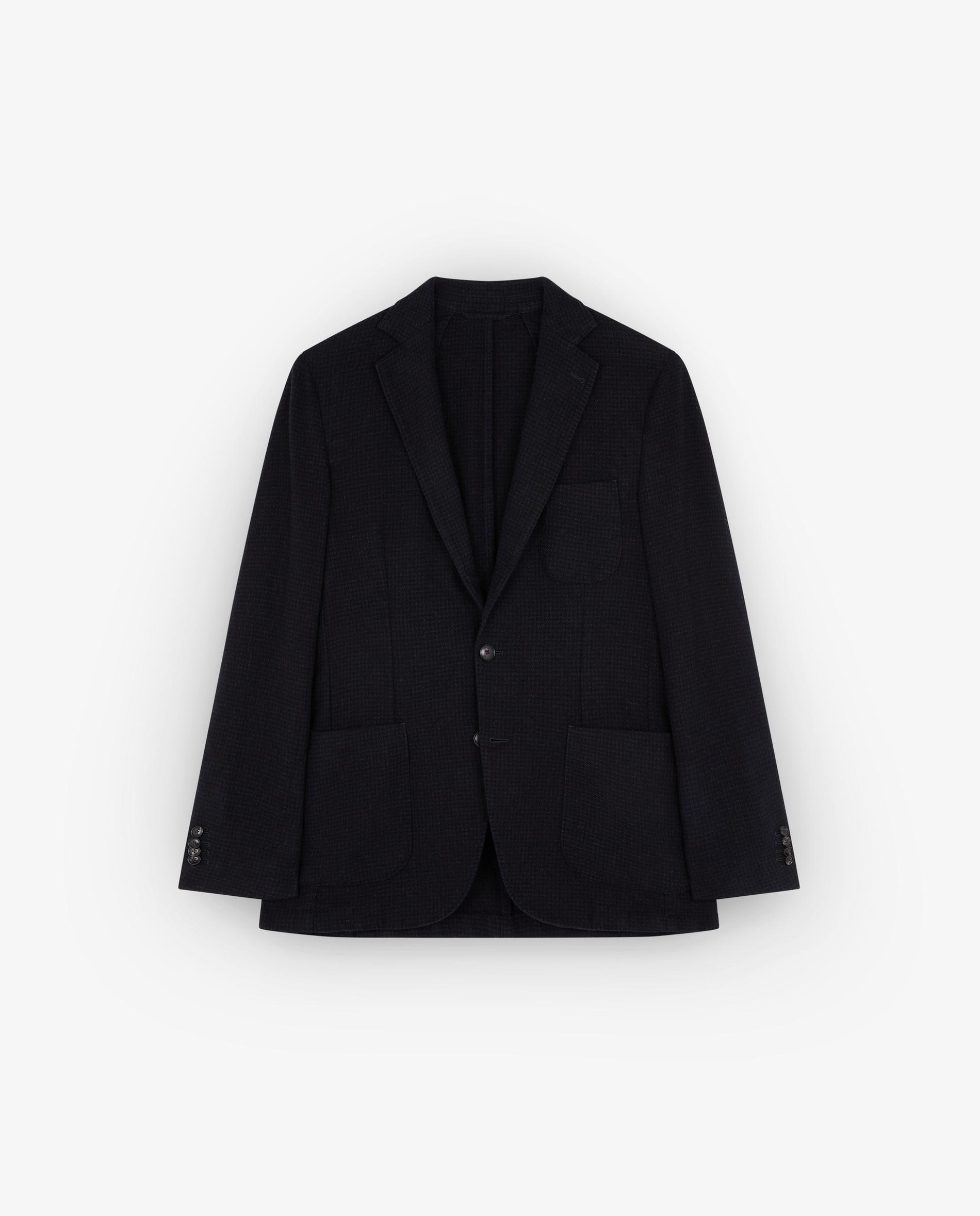 Blazer Regular Fit com Microestampado Aos Quadrados Azul-marinho-4