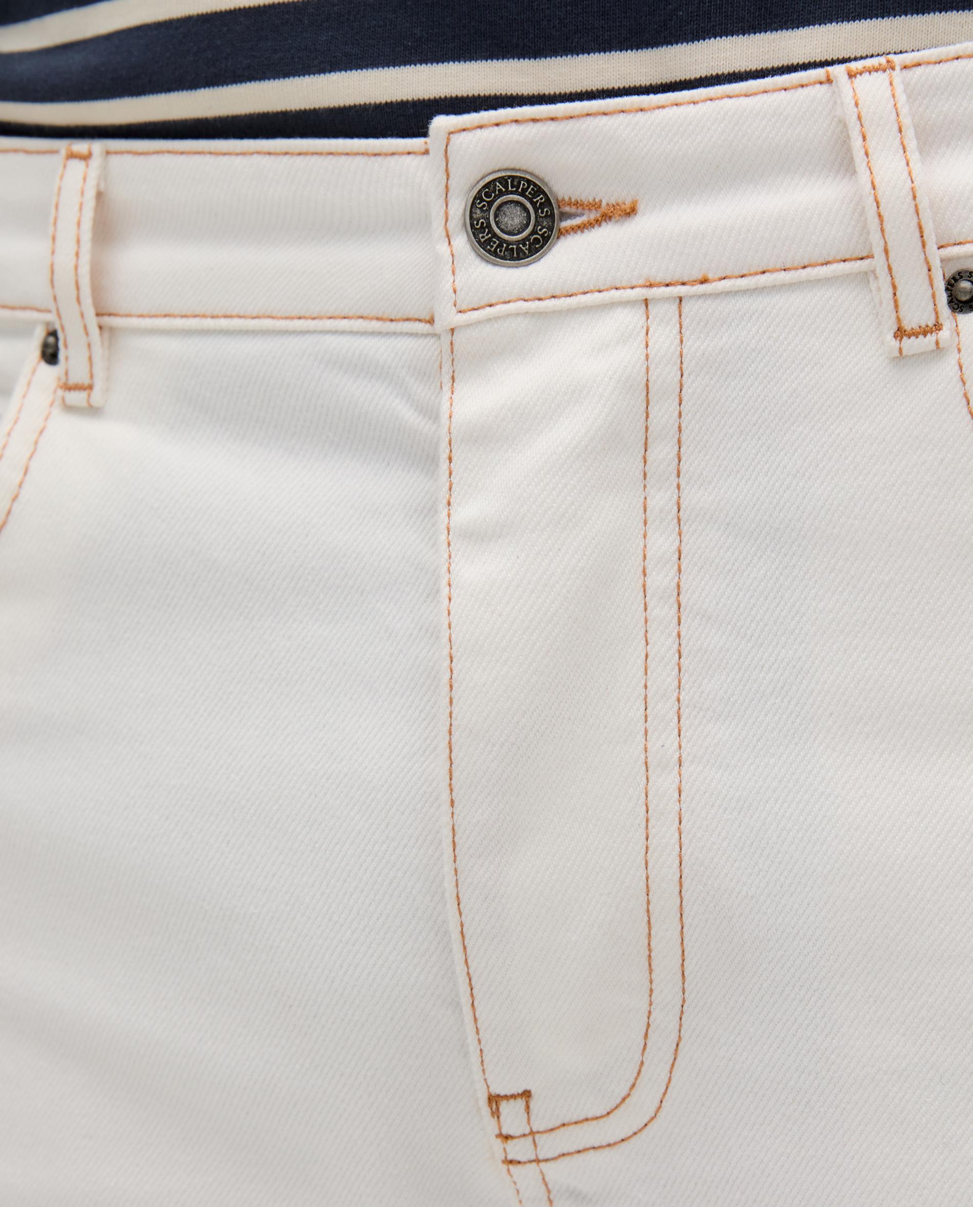 Jeans Regular Cropped com Presilhas na Cintura Creme-3