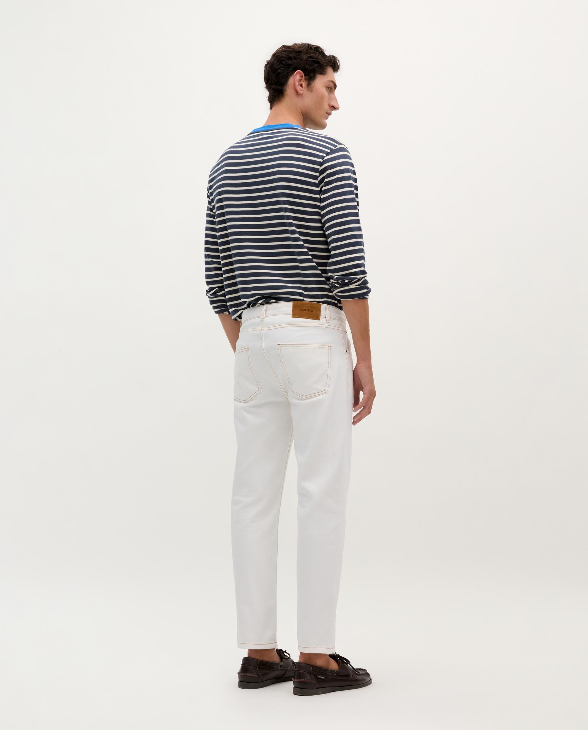 Jeans Regular Cropped com Presilhas na Cintura Creme-5