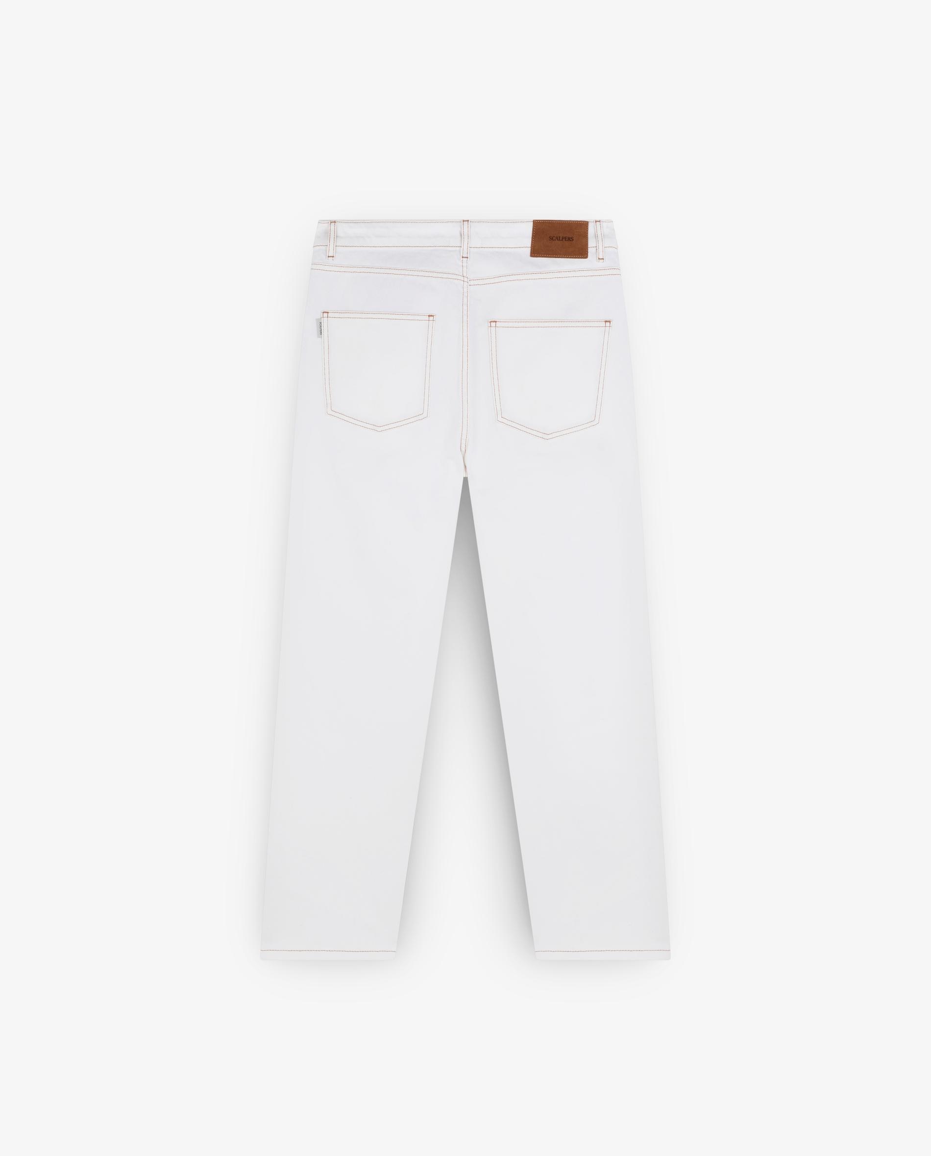 Jeans Regular Cropped com Presilhas na Cintura Creme-7
