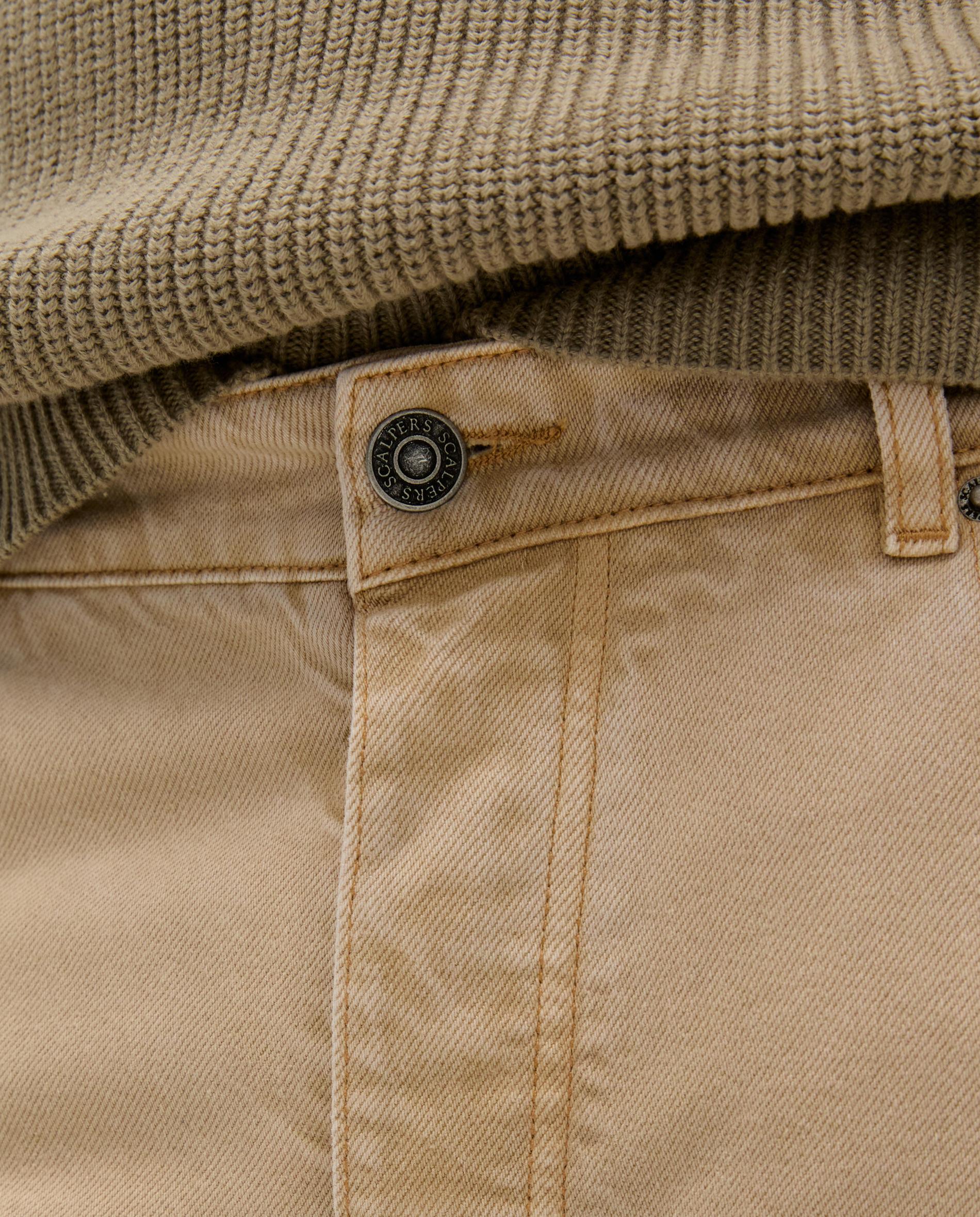 Jeans Regular Cropped com Presilhas na Cintura Taupe-3