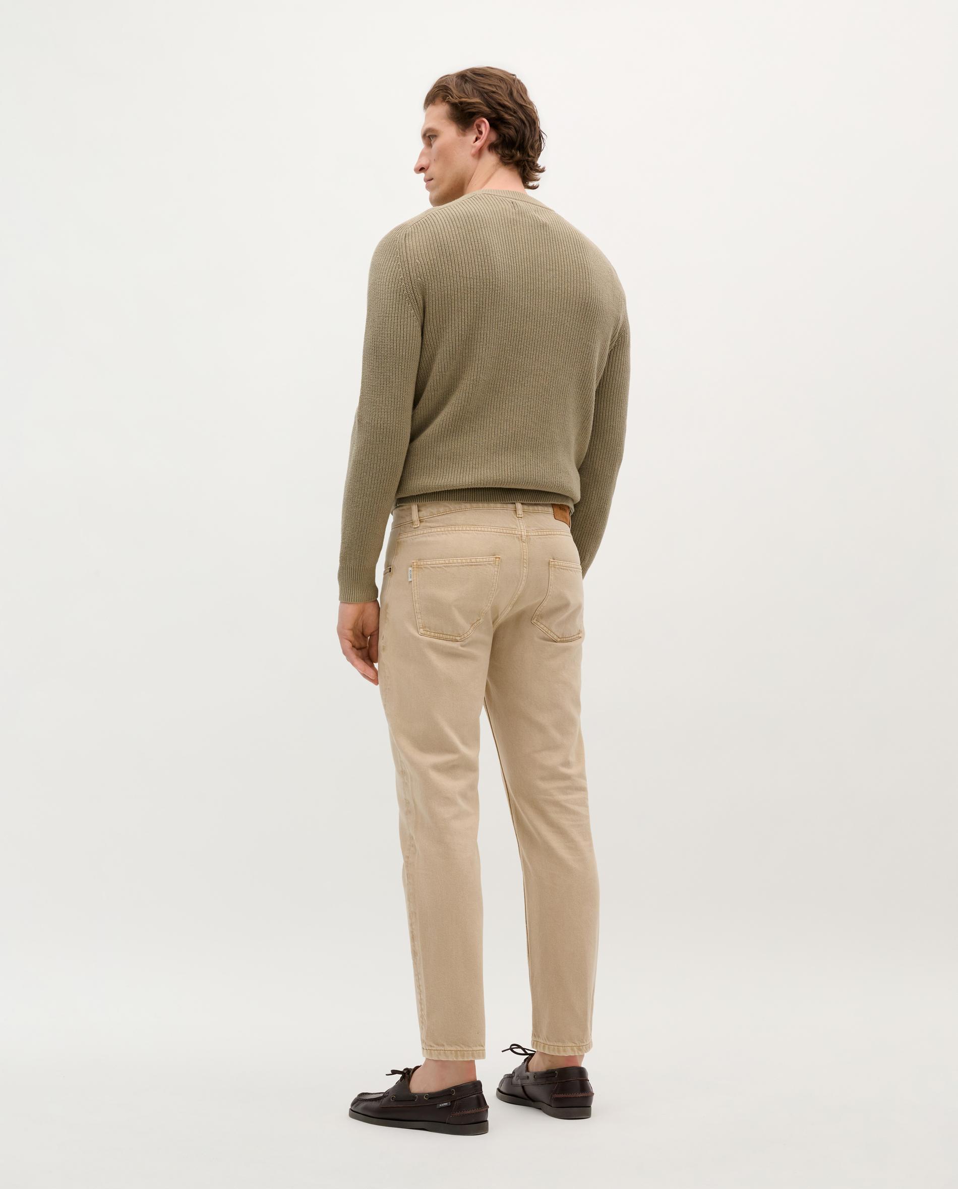 Jeans Regular Cropped com Presilhas na Cintura Taupe-4