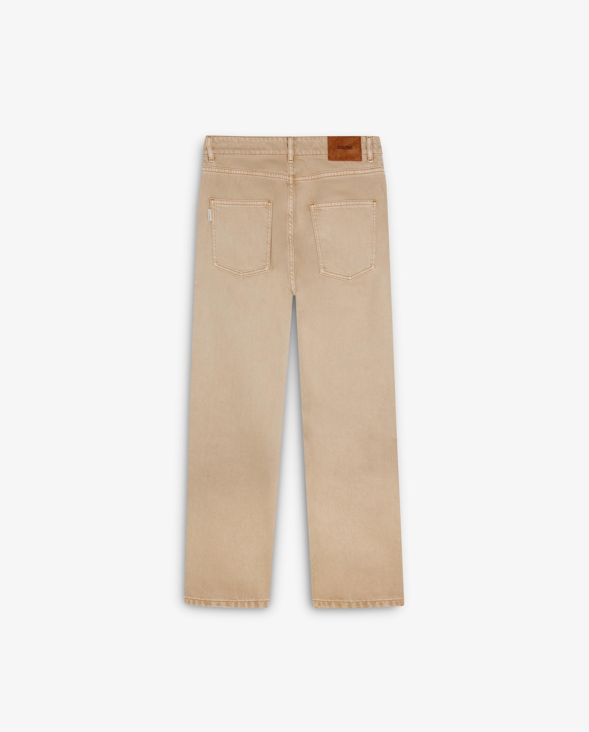 Jeans Regular Cropped com Presilhas na Cintura Taupe-6