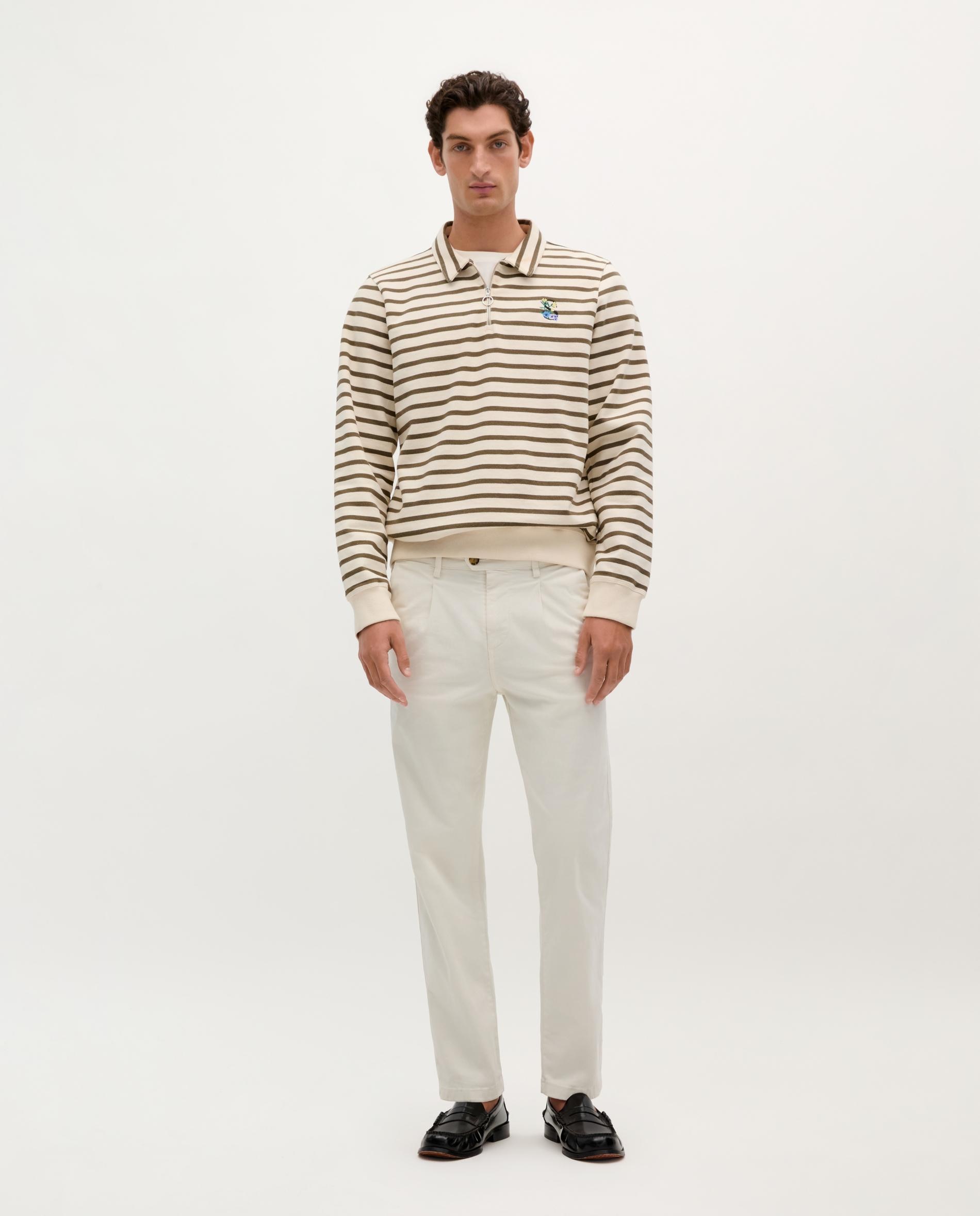 Calças Chino Relaxed Fit Ligeiramente Elásticas Creme-1