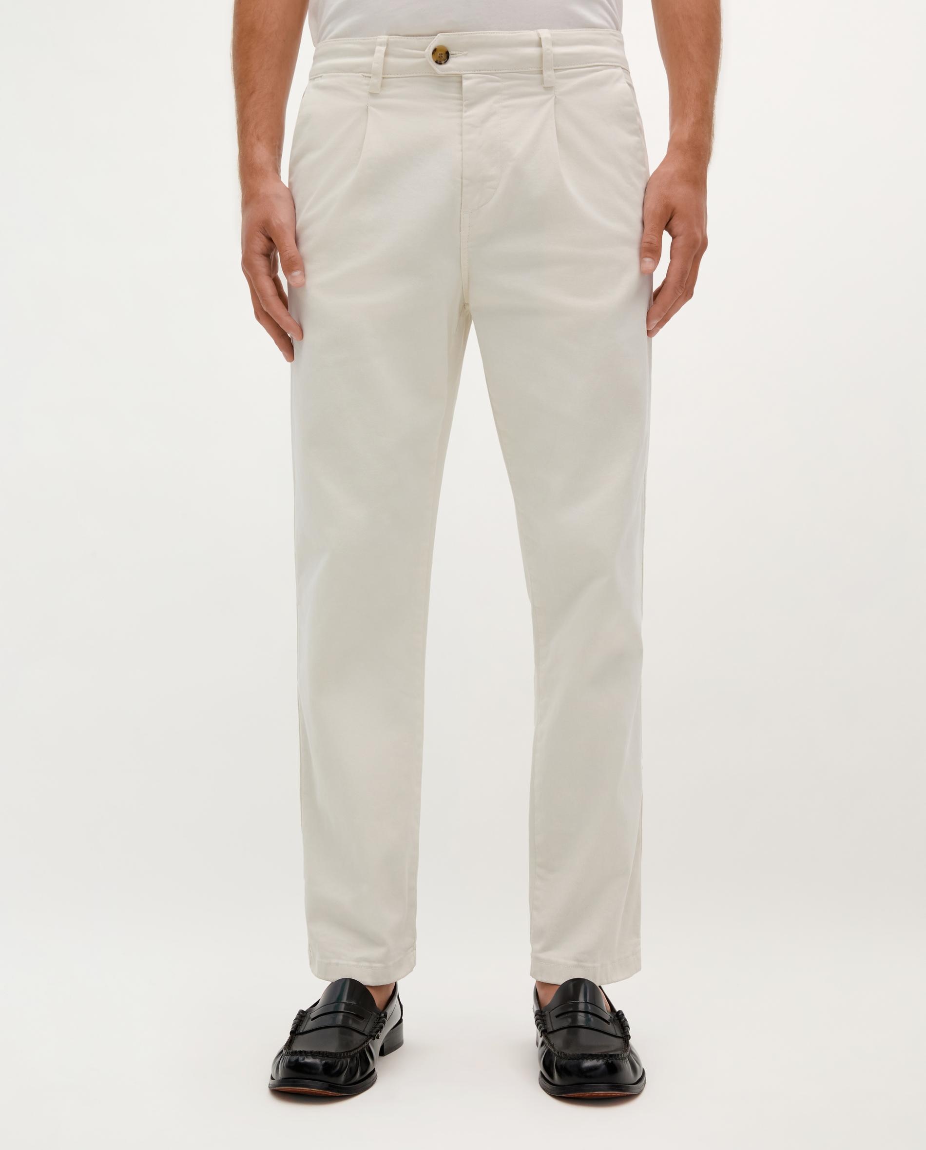 Calças Chino Relaxed Fit Ligeiramente Elásticas Creme-2