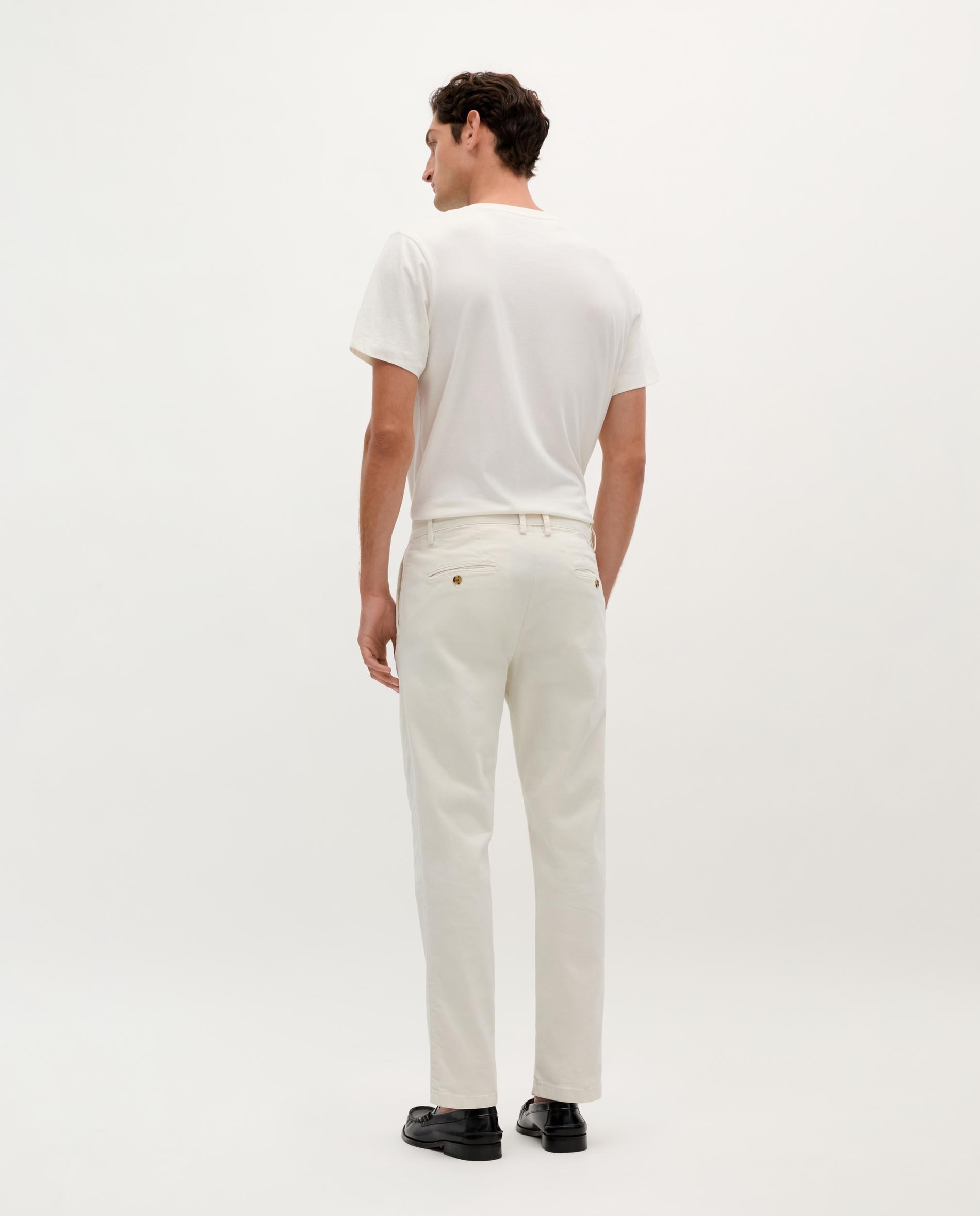 Calças Chino Relaxed Fit Ligeiramente Elásticas Creme-4