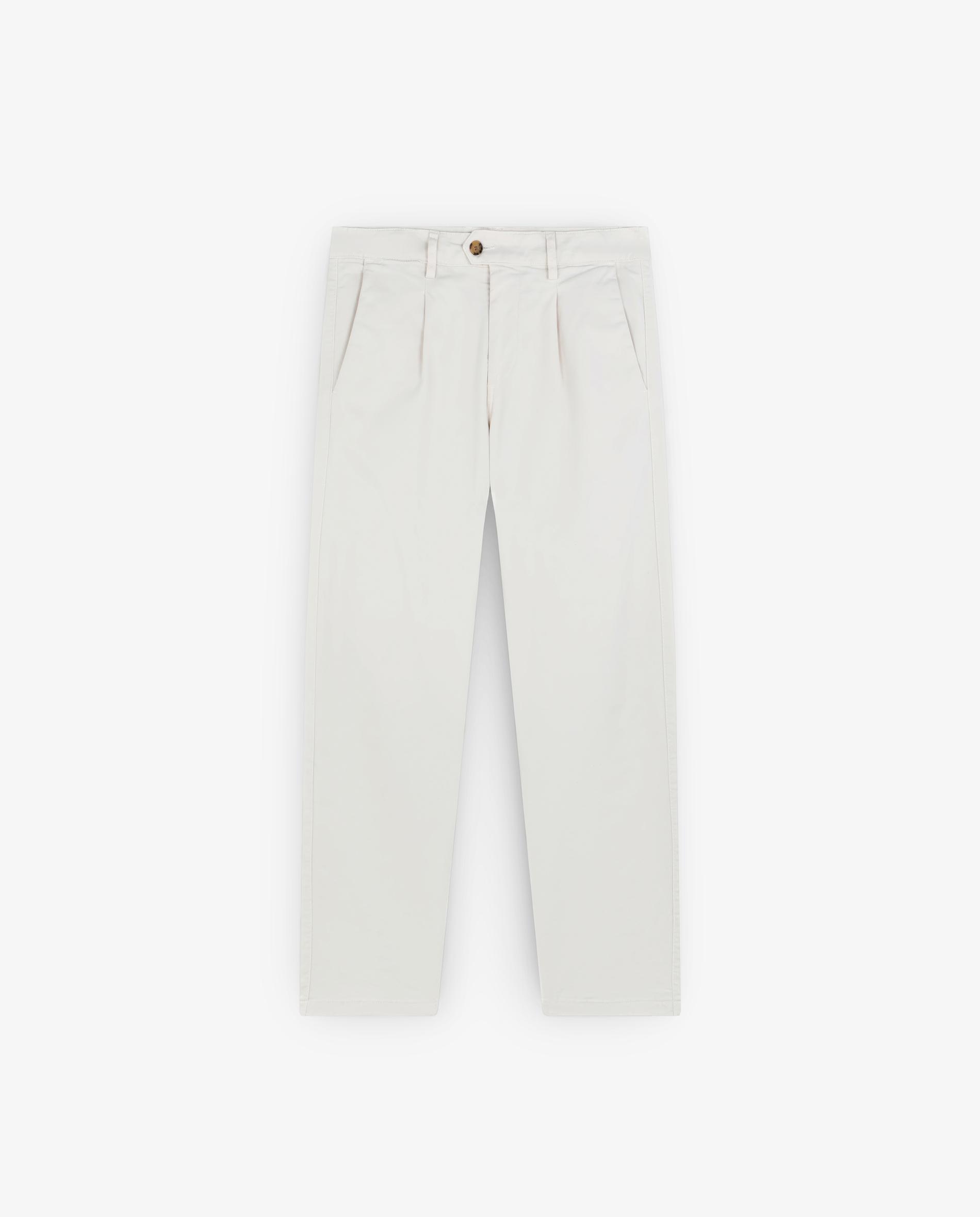Calças Chino Relaxed Fit Ligeiramente Elásticas Creme-5