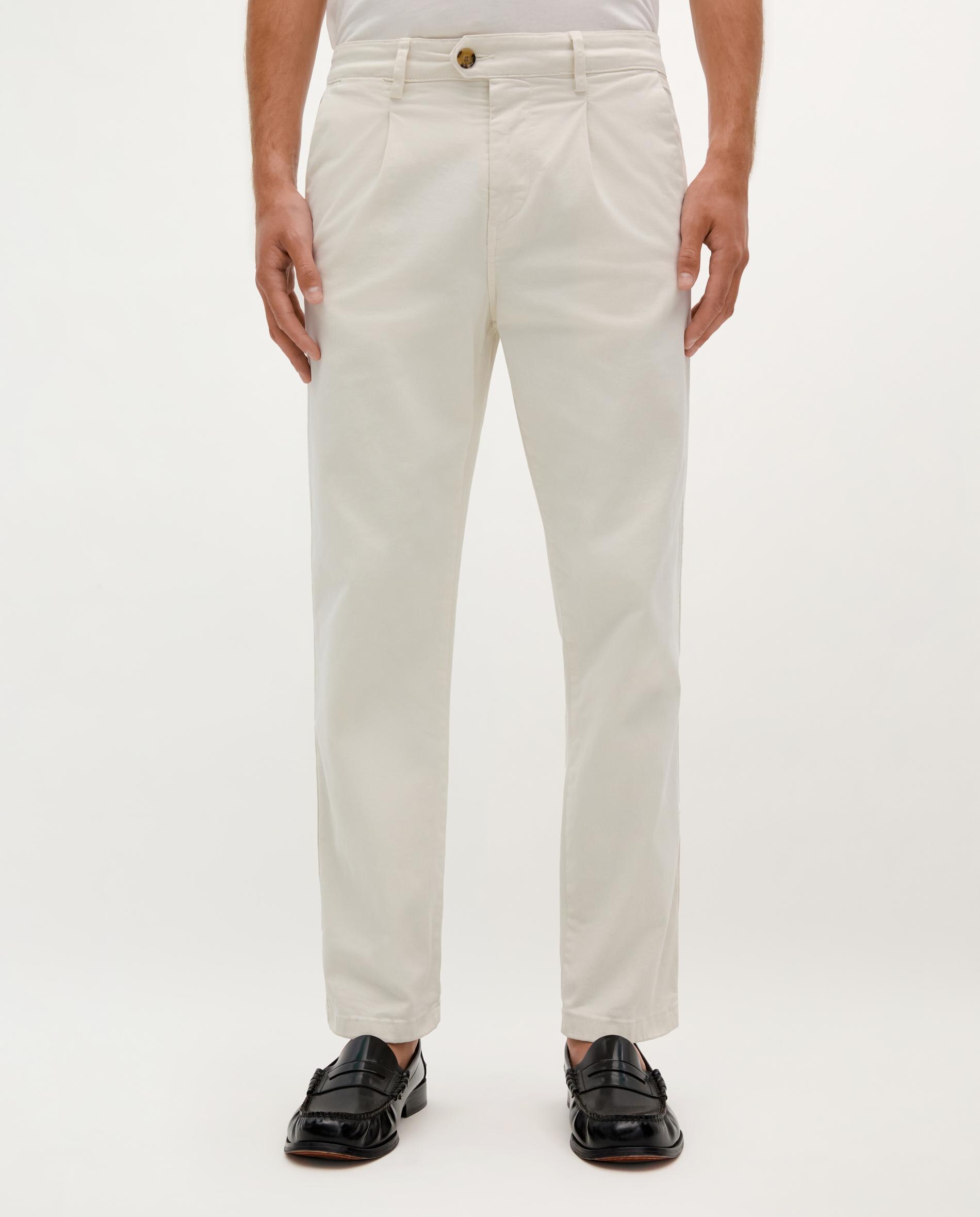Calças Chino Relaxed Fit Ligeiramente Elásticas Creme-2