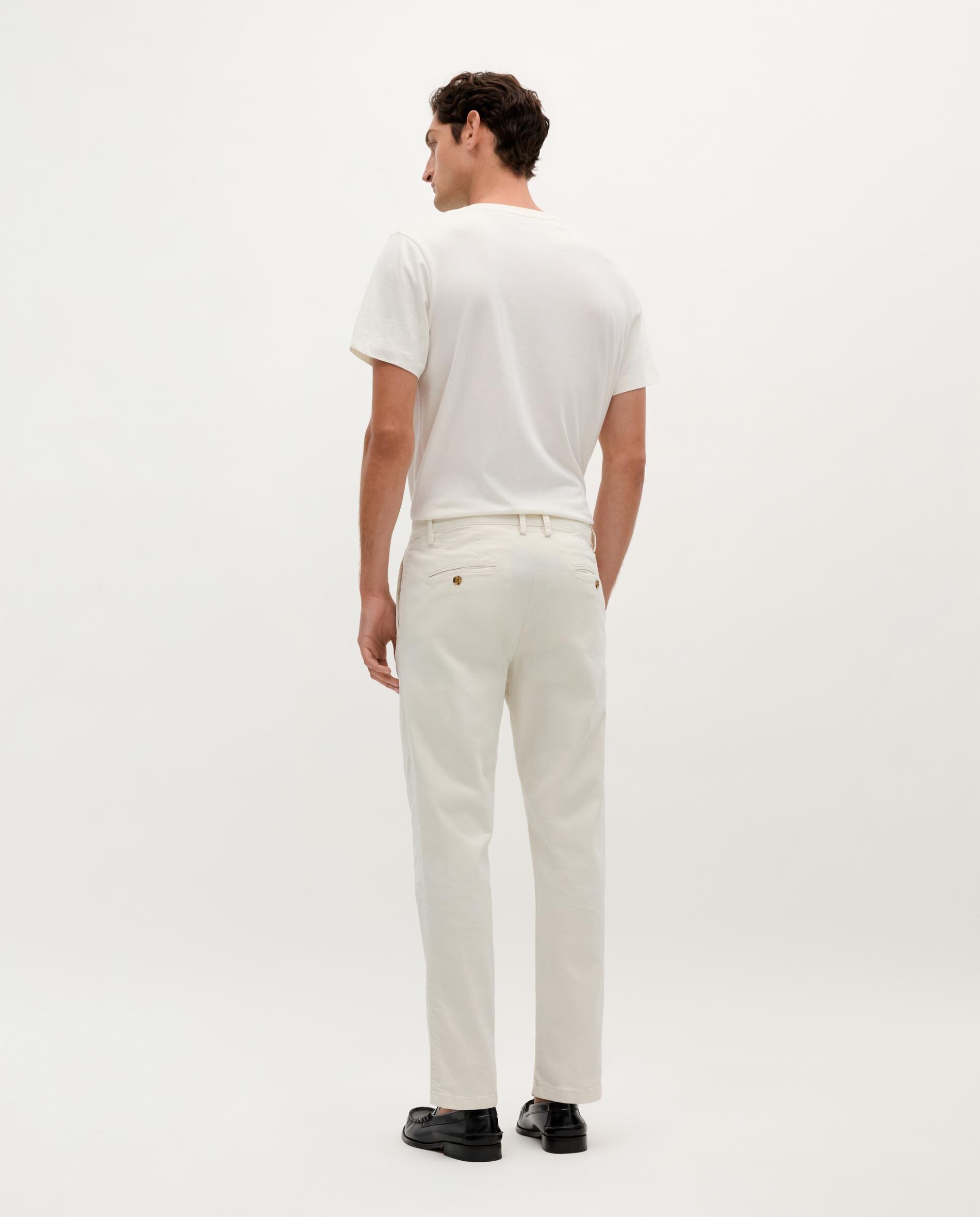 Calças Chino Relaxed Fit Ligeiramente Elásticas Creme-4
