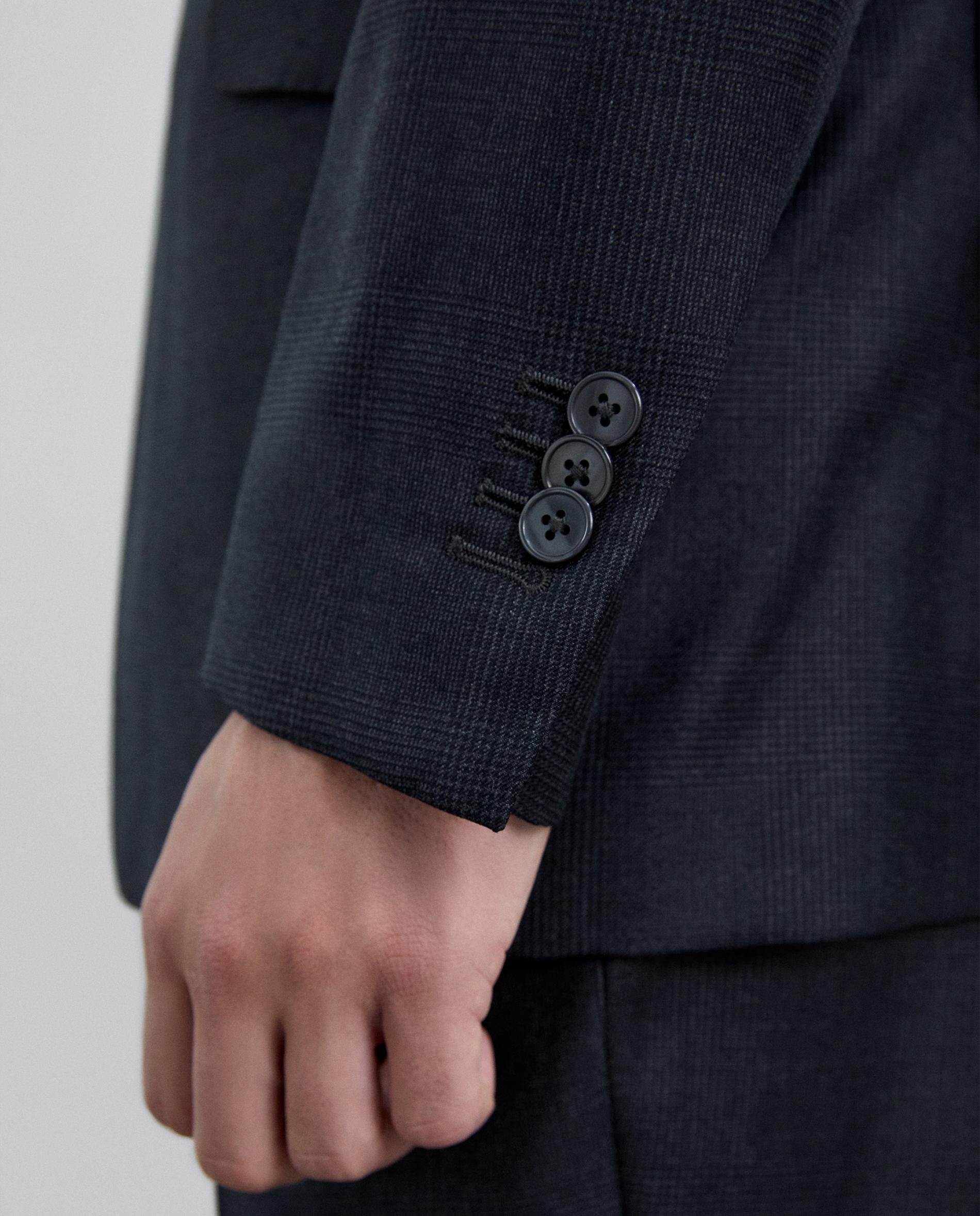 Blazer Regular Fit em Lã Aos Quadrados Cinzento-escuro-6