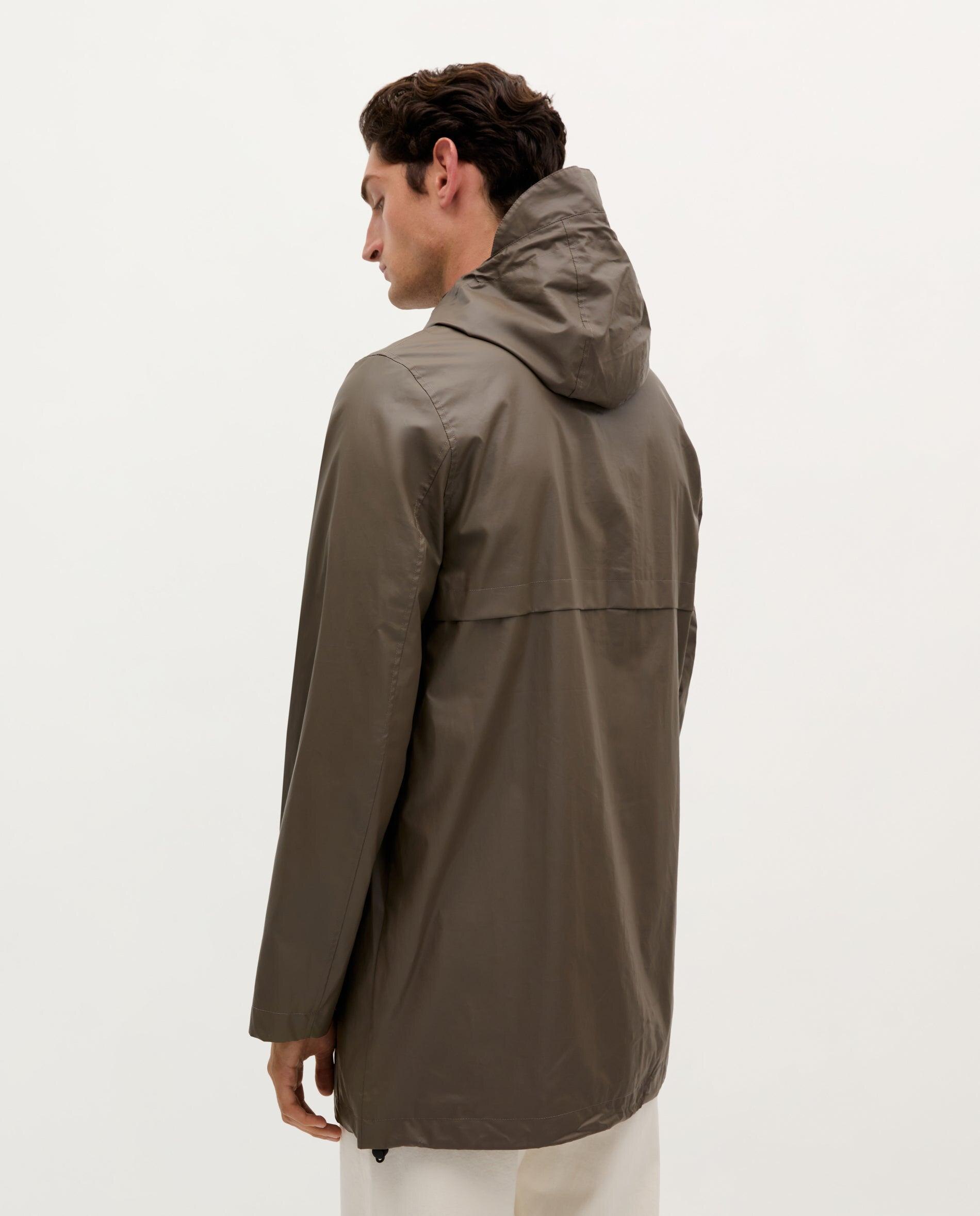 Parka Impermeável com Capuz Ajustável Castanho-2