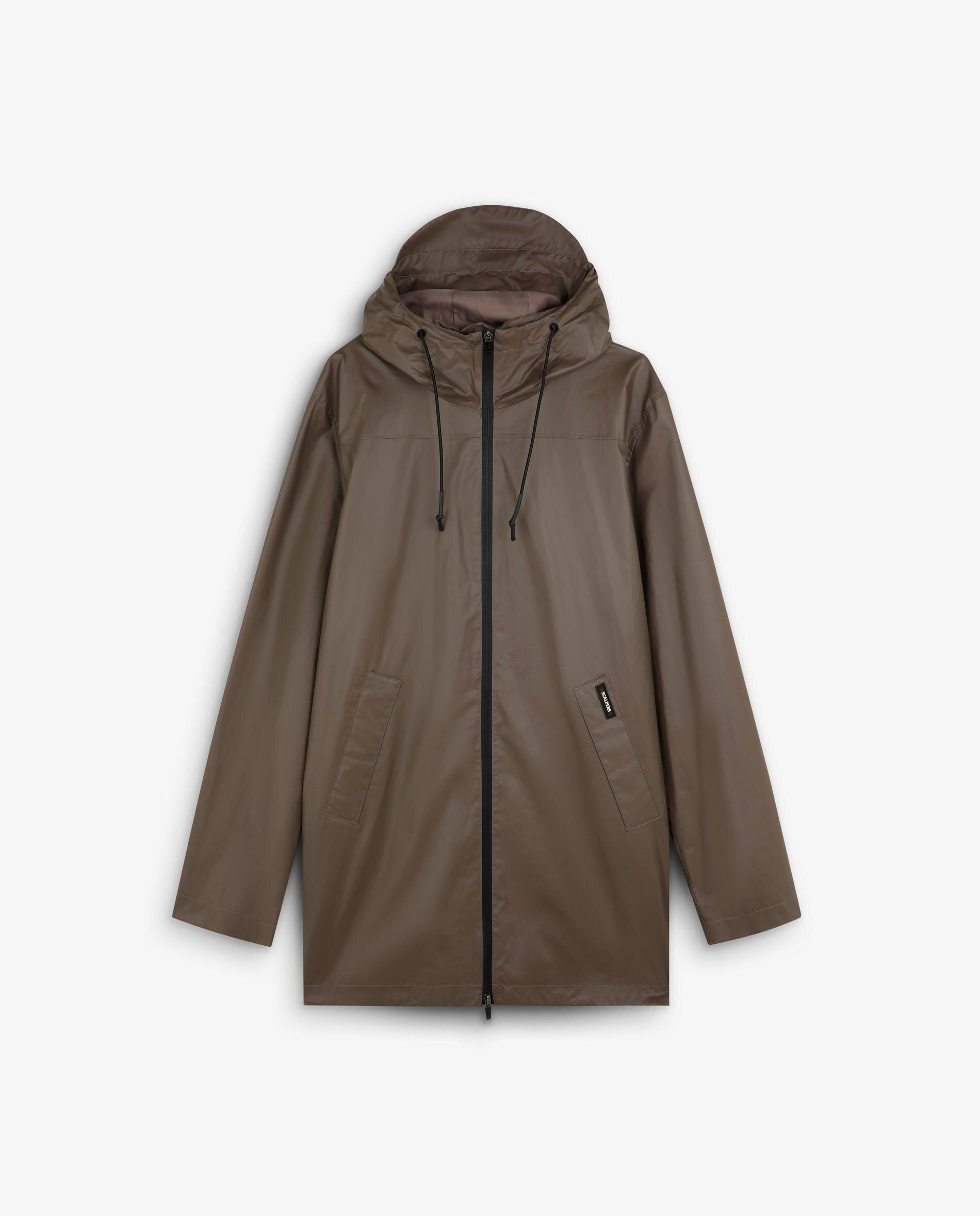 Parka Impermeável com Capuz Ajustável Castanho-4