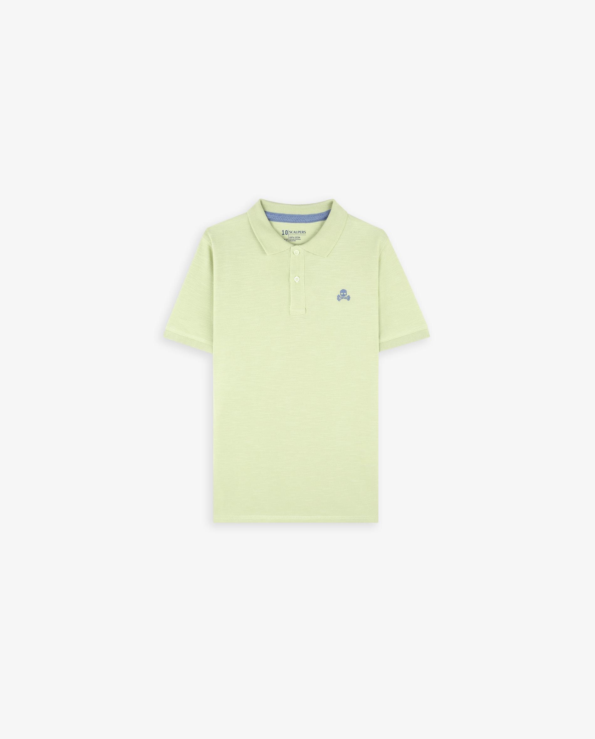 Polo Infantil de Manga Curta com Caveira em Contraste Scalpers Verde-claro-4