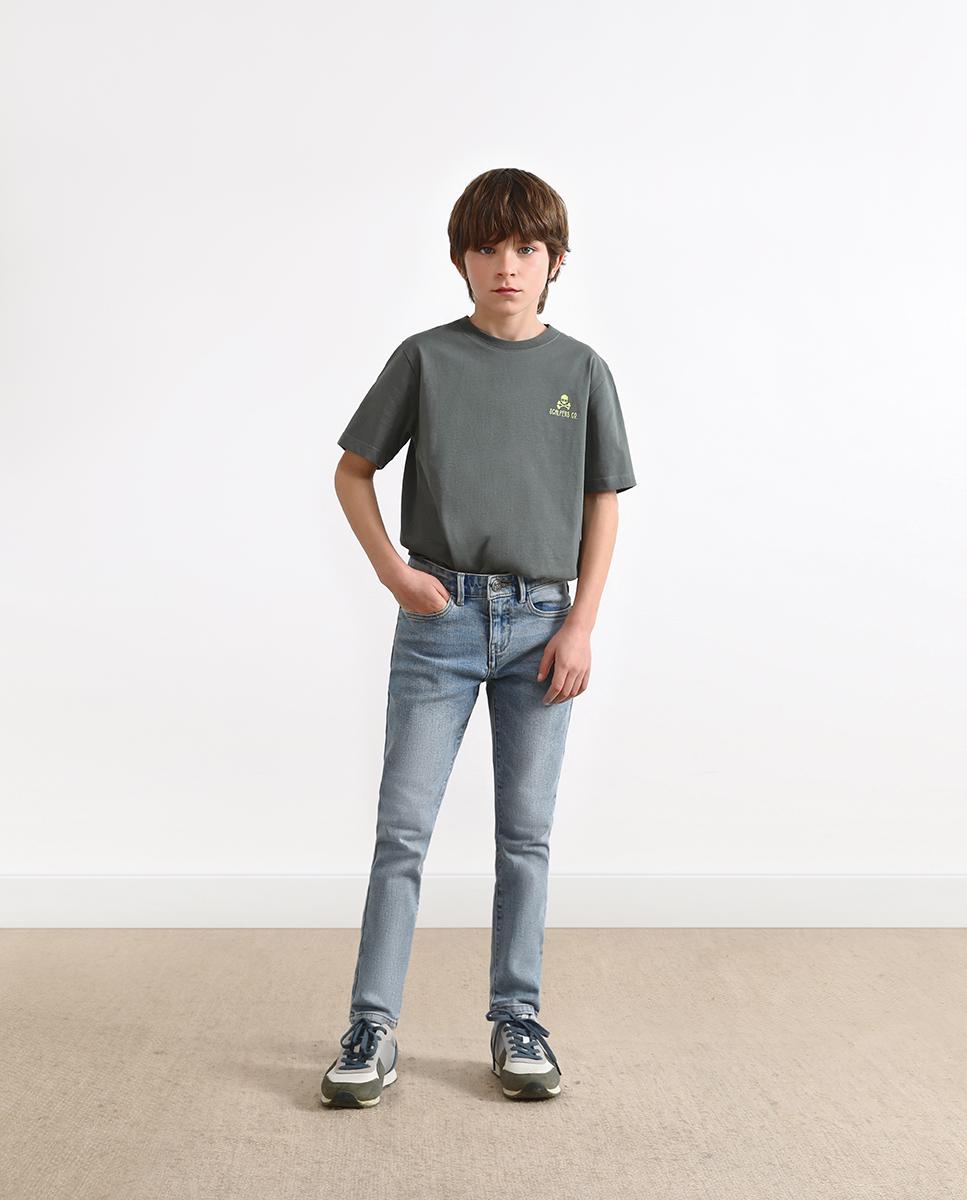 Imagem 0 de Jeans Infantil de Corte Slim Fit com Detalhe de Bordado Scalpers