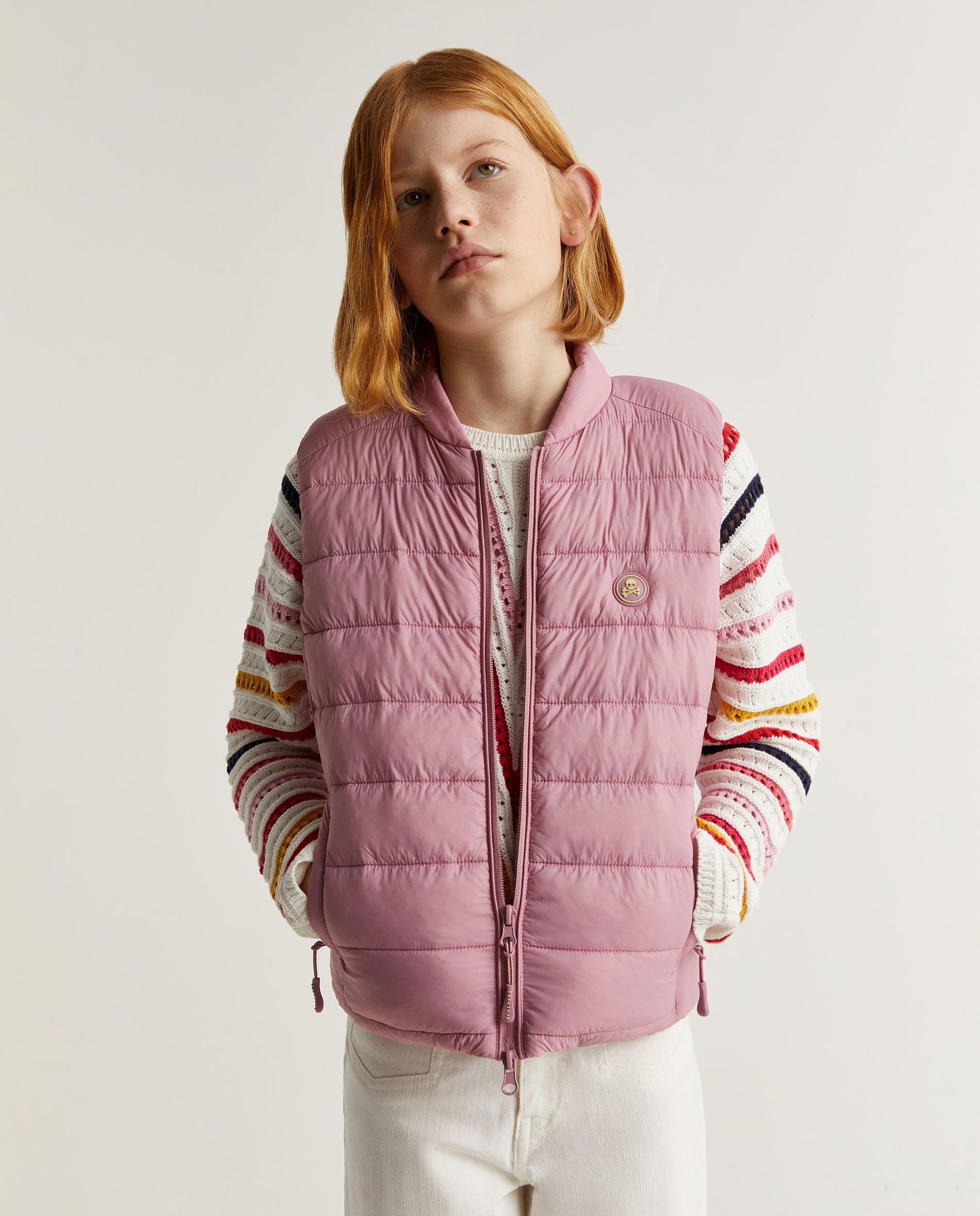Colete Infantil Acolchoado com Detalhe de Patch Rosa-1