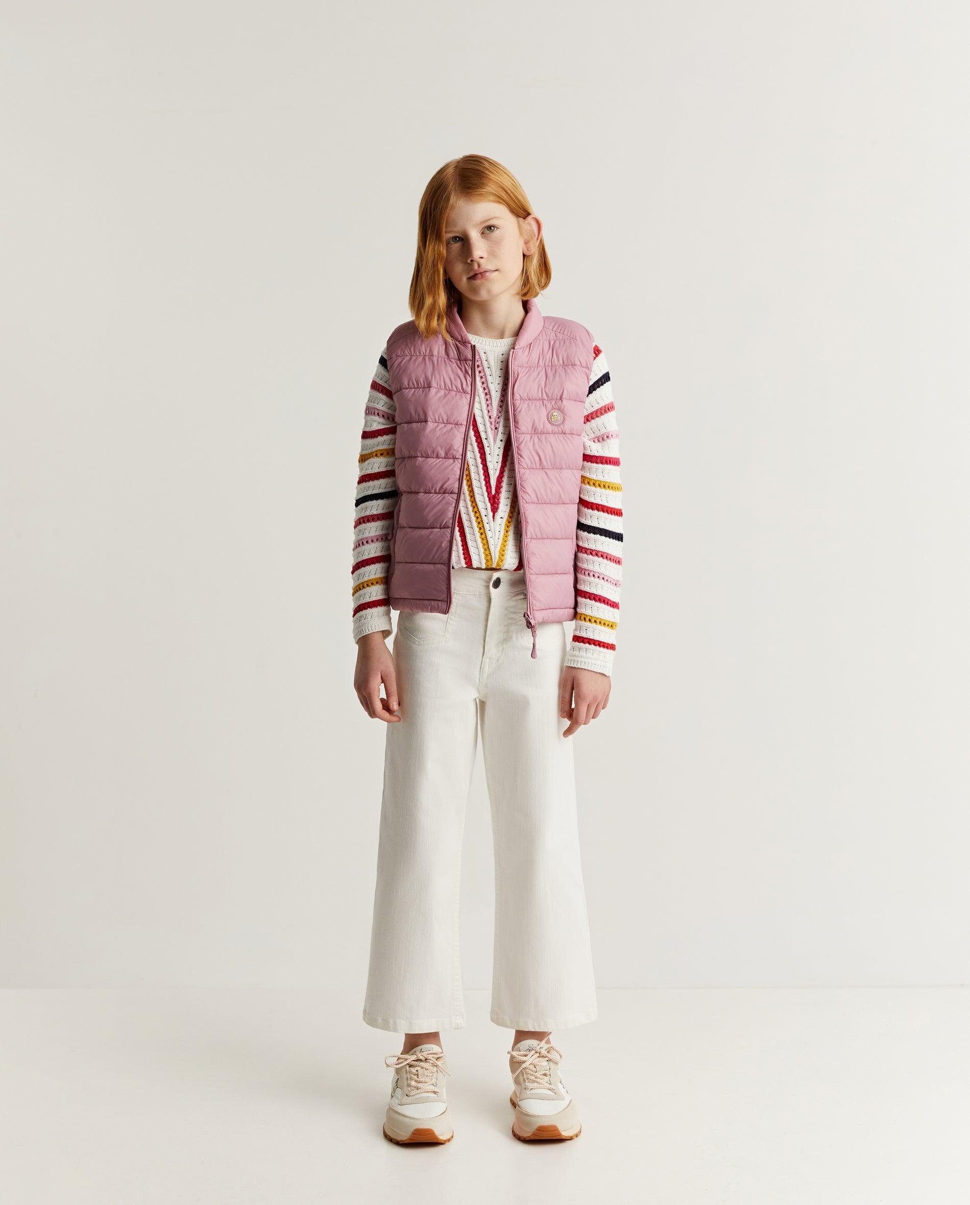 Colete Infantil Acolchoado com Detalhe de Patch Rosa-3