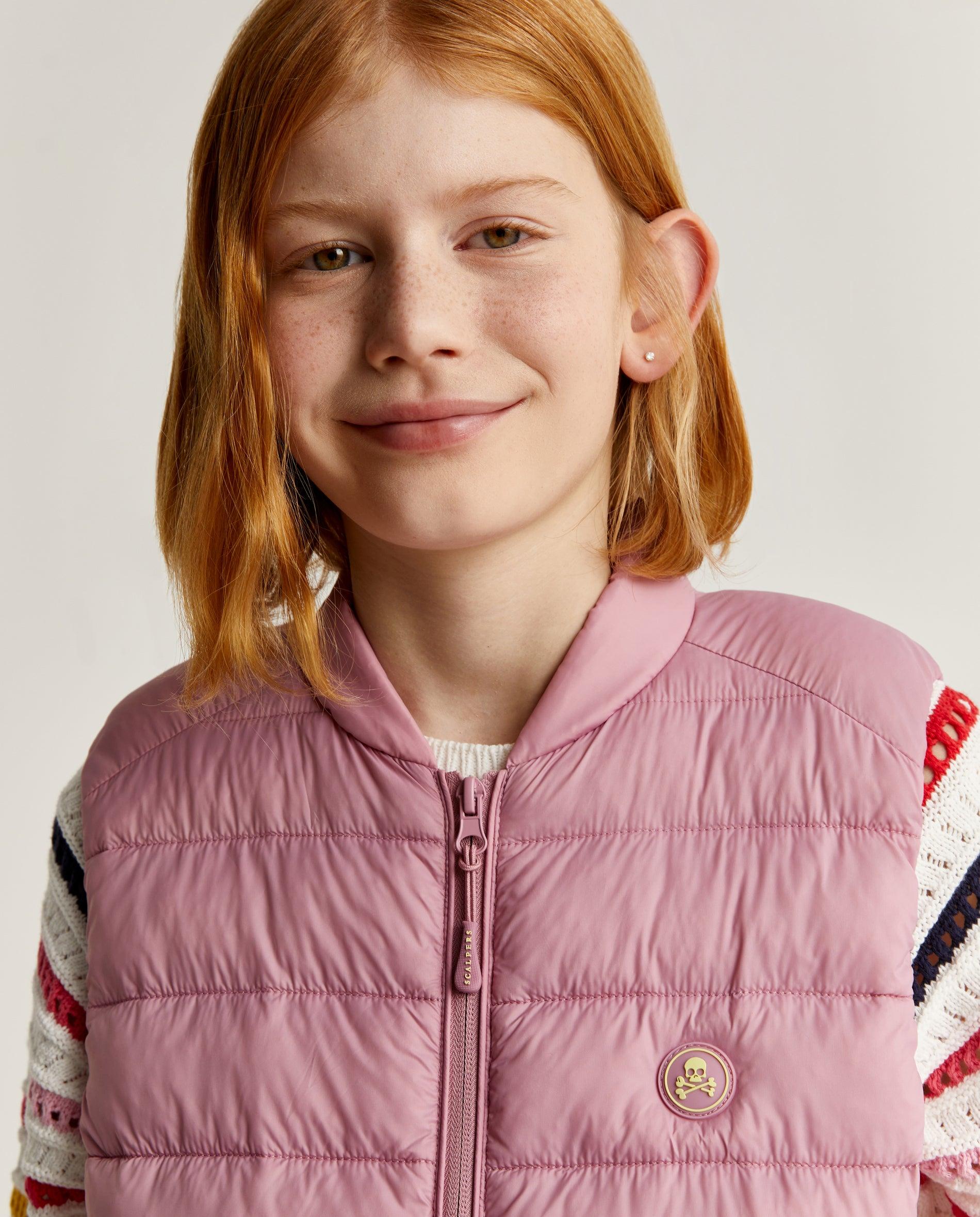 Colete Infantil Acolchoado com Detalhe de Patch Rosa-4